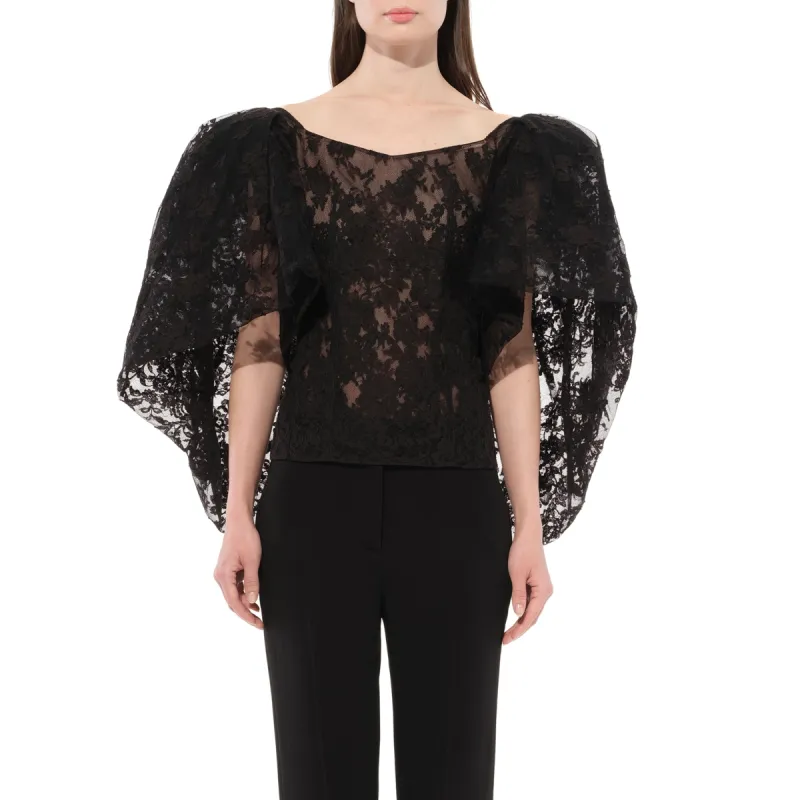 Lace Puffy Cape Corset in Black sold by MARAIS