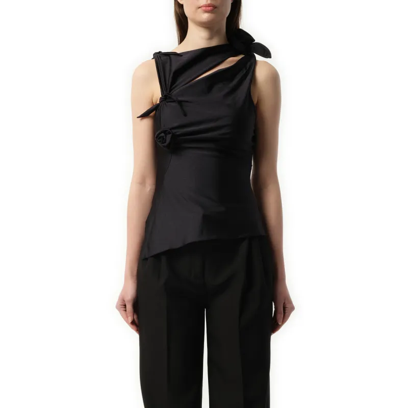 Asymmetric Flower Top in Black sold by MARAIS