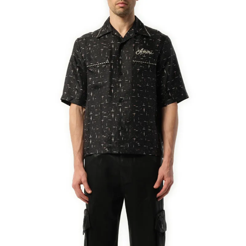 Fleck Amiri Bowling Shirt in Black sold by MARAIS