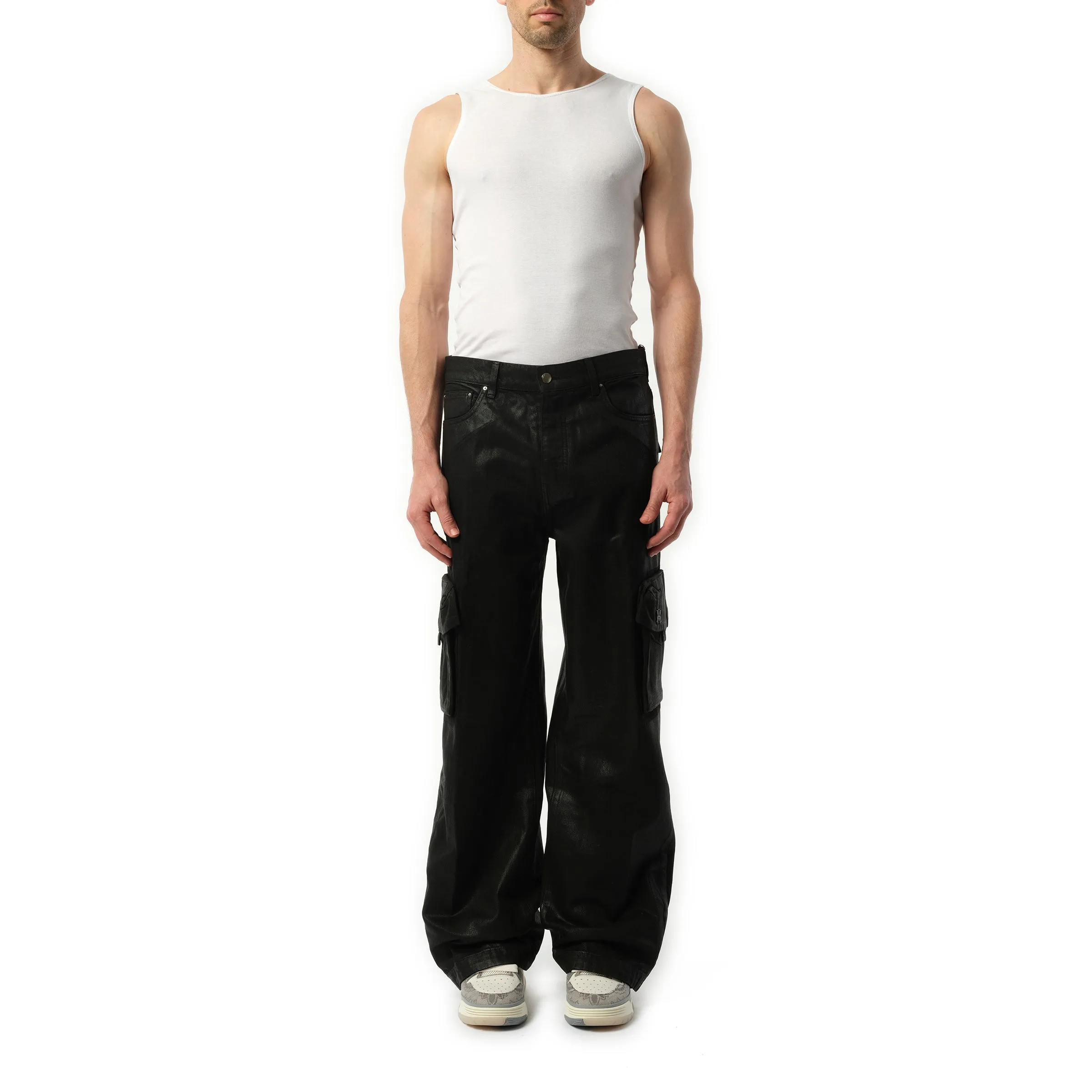 Wax M65 Baggy Cargo Pants in Black OD sold by MARAIS product image thumbnail 4