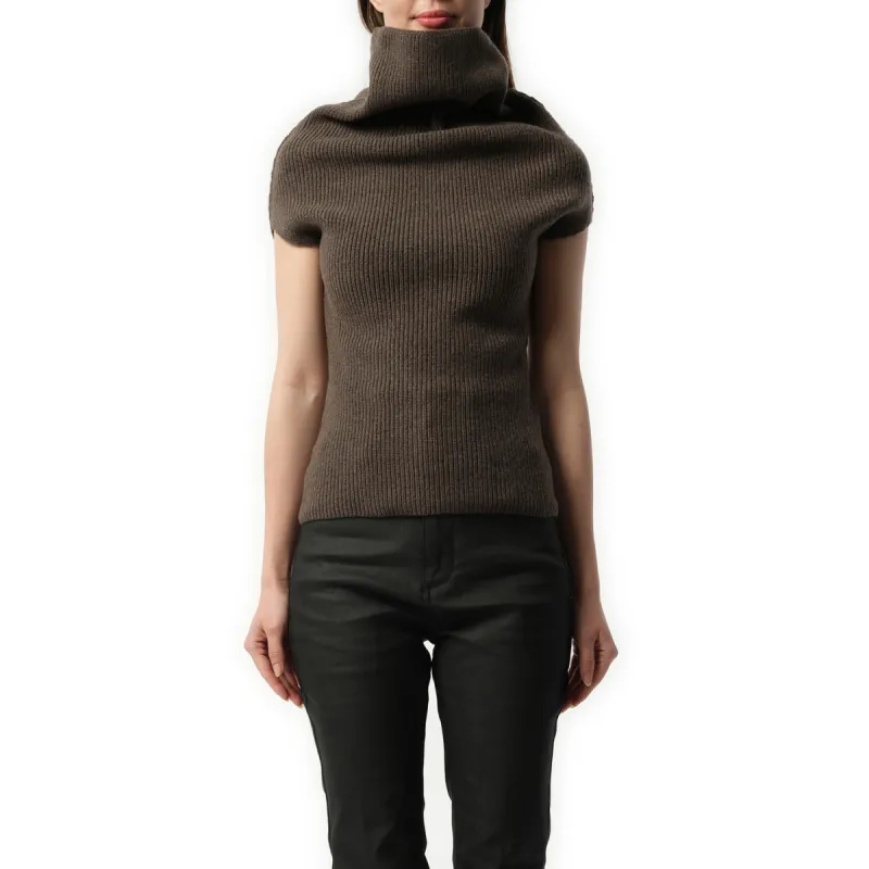 Sleeveless Crater Knit Sweater in Dust made by Rick Owens
