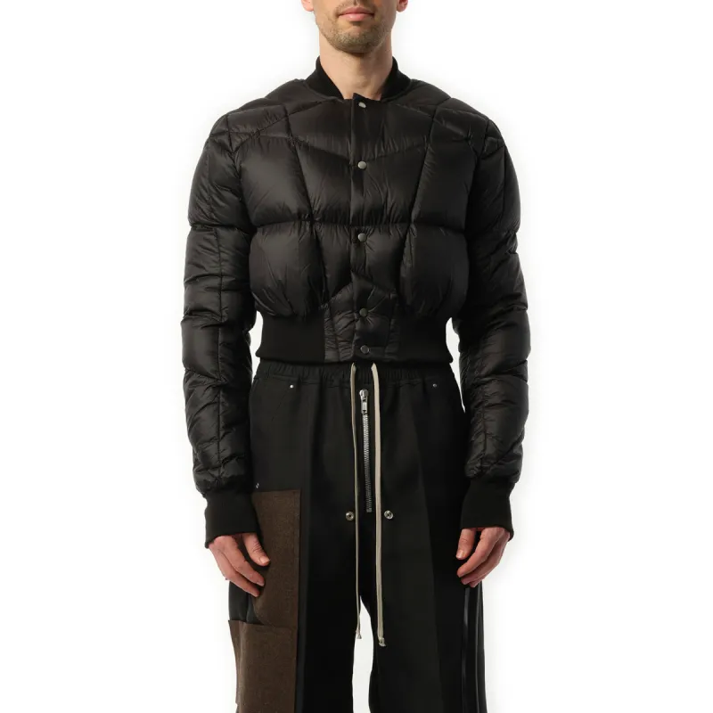 Cropped Down Flight Jacket in Black sold by MARAIS