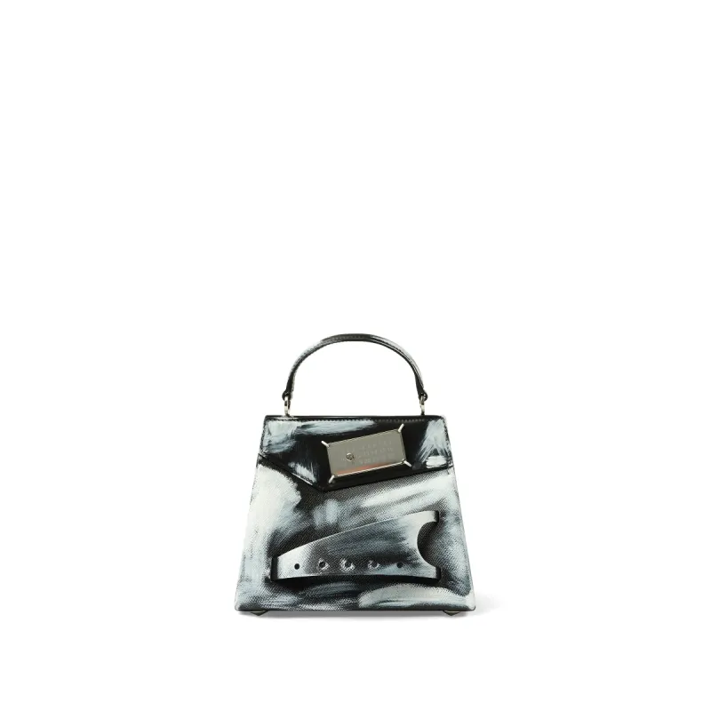 Painted Small Snatched Handbag in Black/White sold by MARAIS