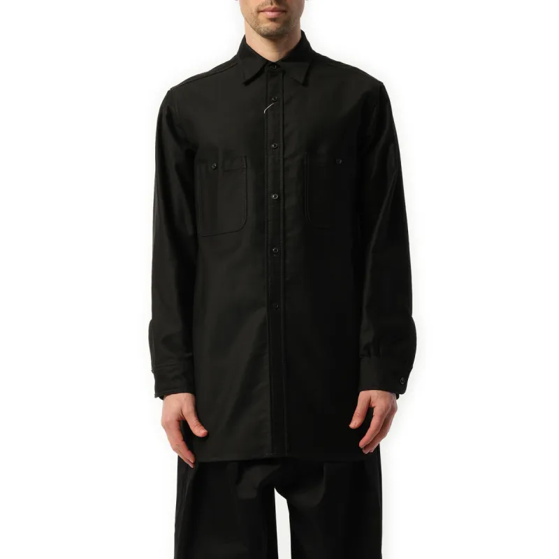 Cotton Satin Shirt in Black sold by MARAIS