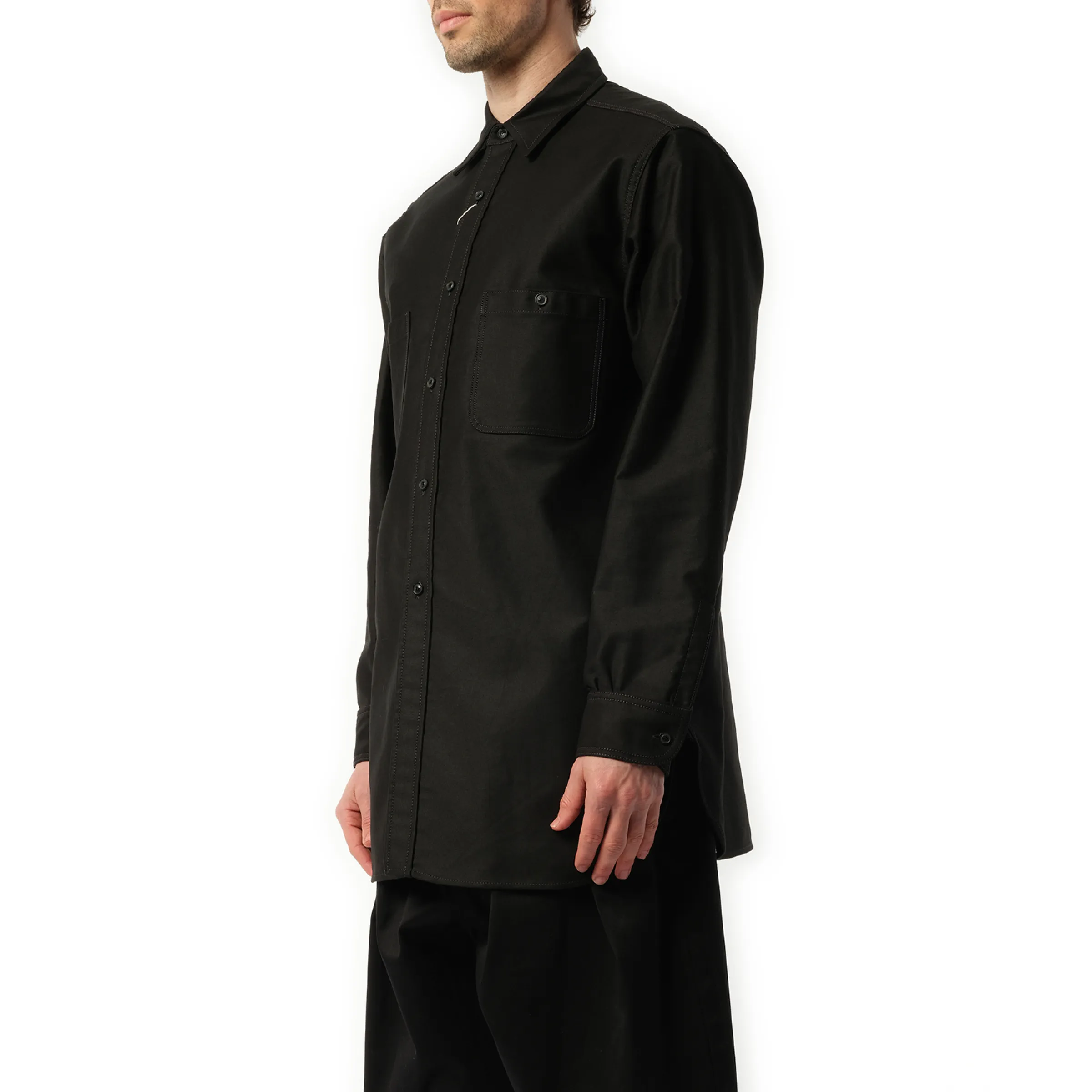 Cotton Satin Shirt in Black sold by MARAIS product image thumbnail 5