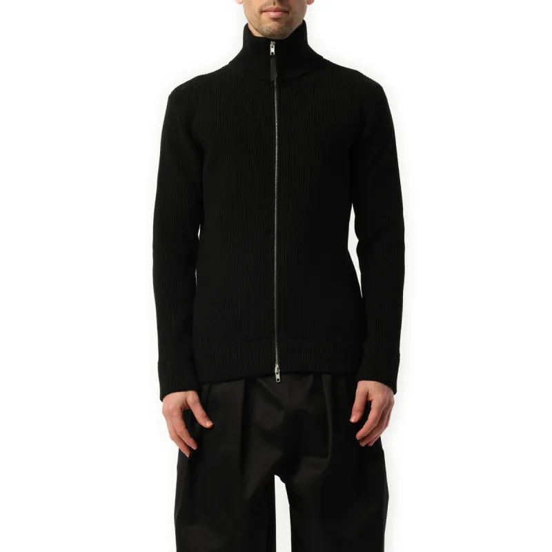 English Rib Zip Cardigan in Black sold by MARAIS