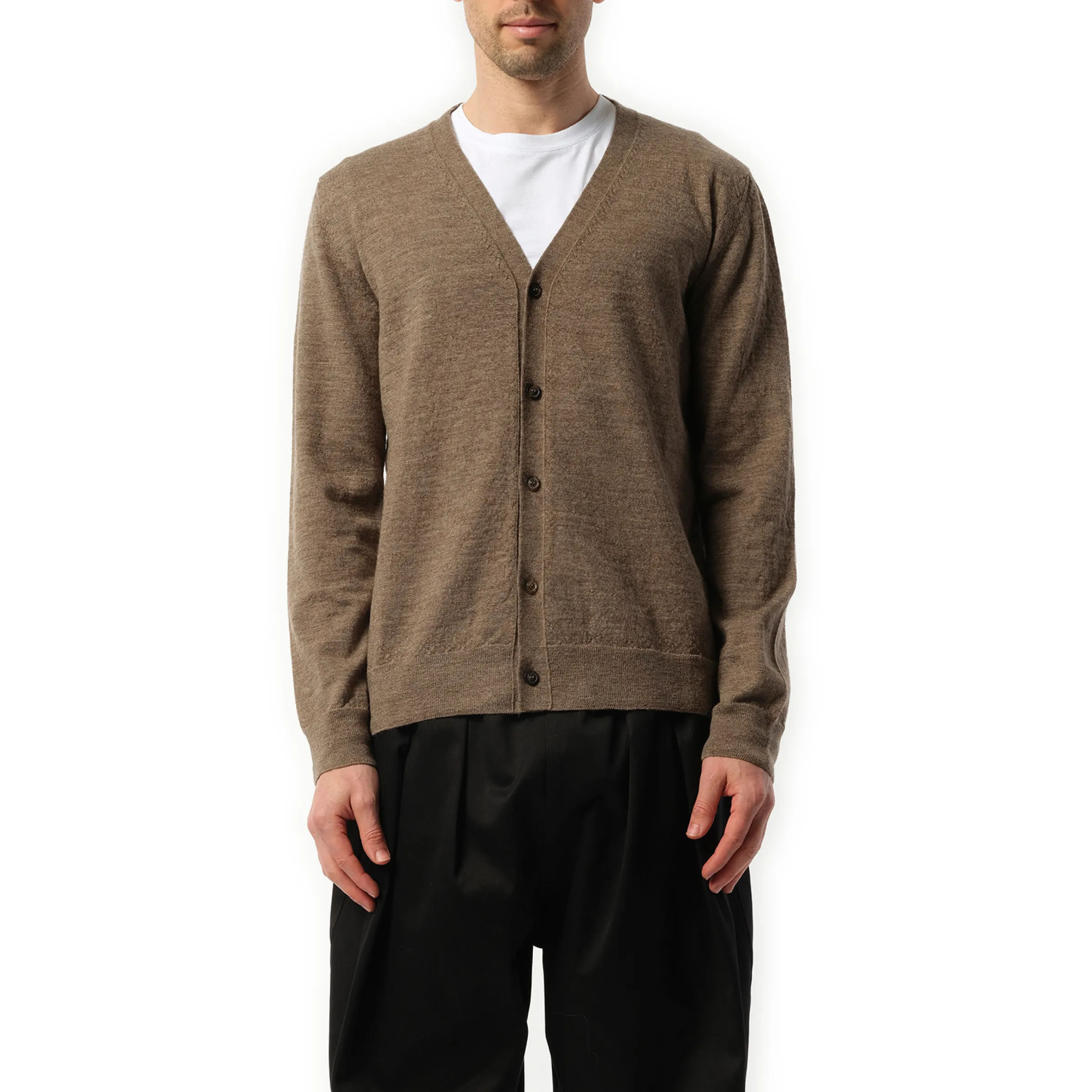 Elbow Patch Knit Cardigan in Walnut sold by MARAIS