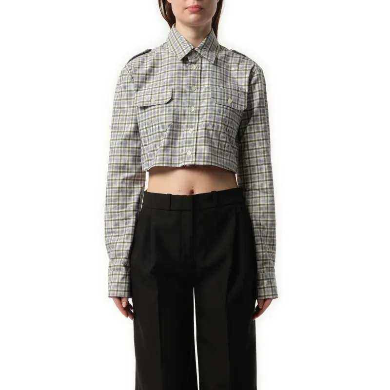 Cropped Shirt in Green/White sold by MARAIS
