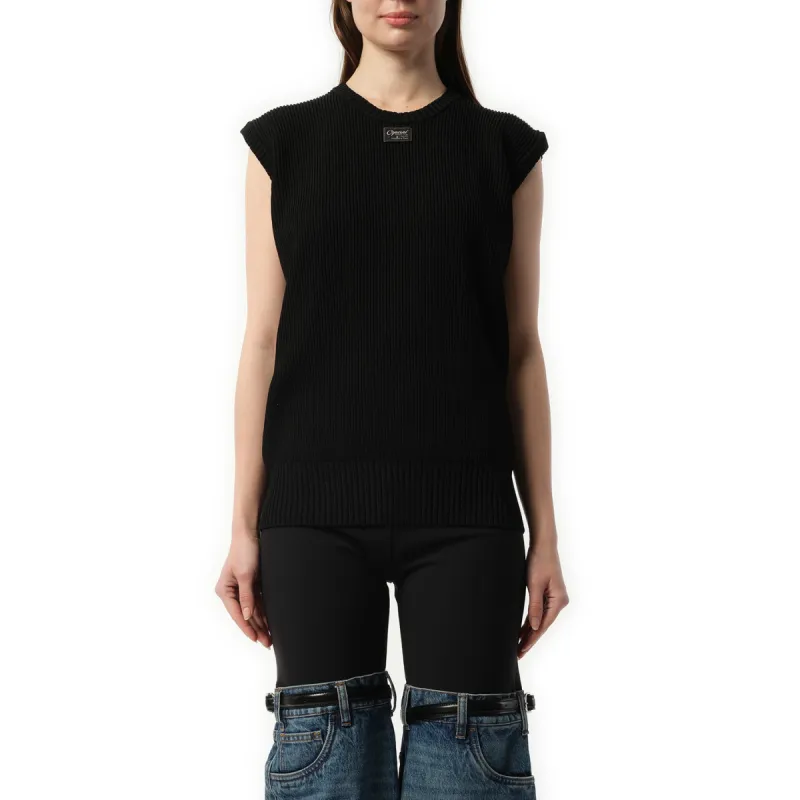 Knitted Sleeveless Top in Black sold by MARAIS