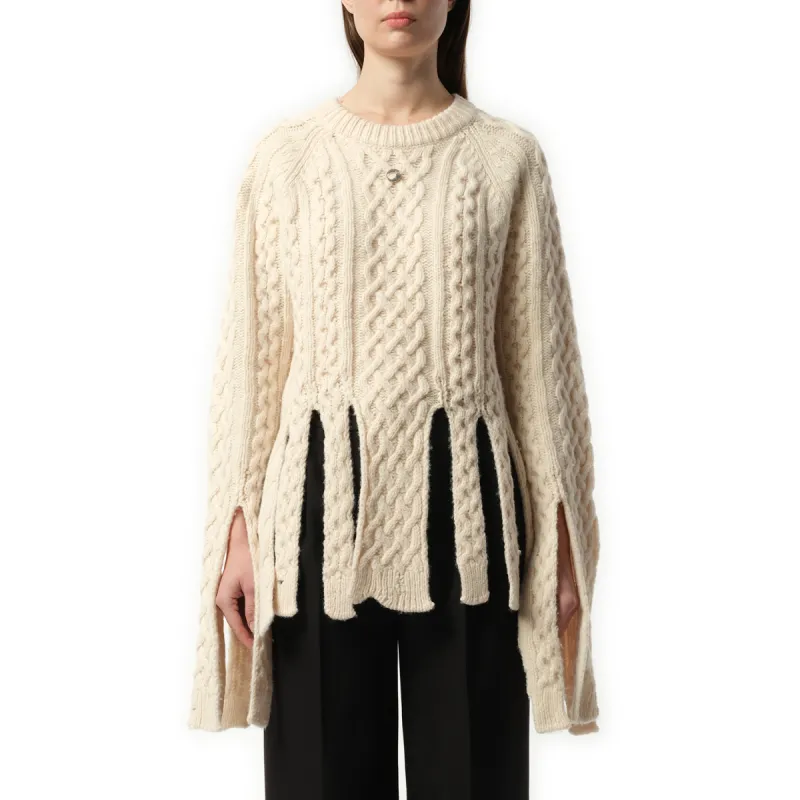 Shredded Knit Sweater in Beige sold by MARAIS
