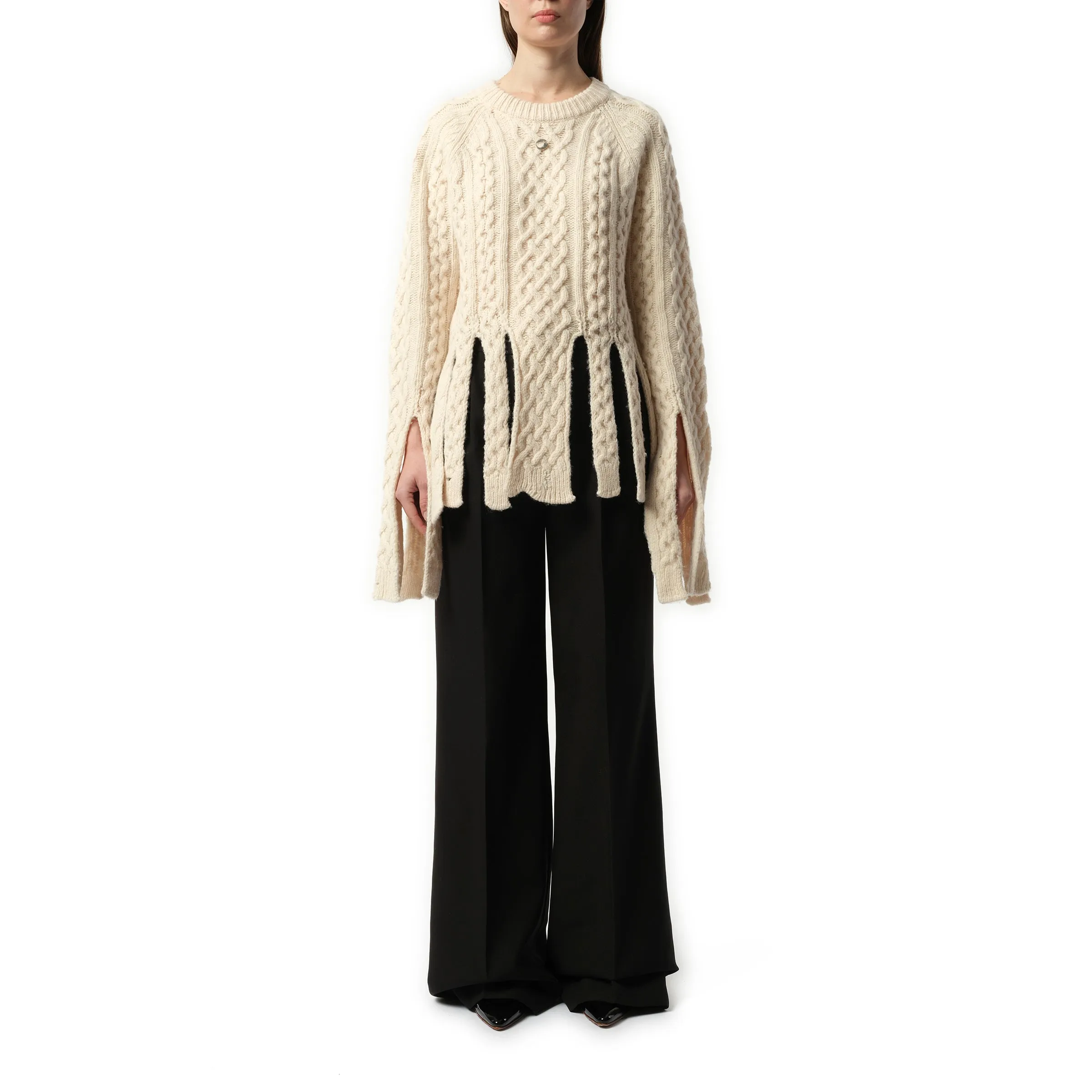 Shredded Knit Sweater in Beige sold by MARAIS product image thumbnail 4