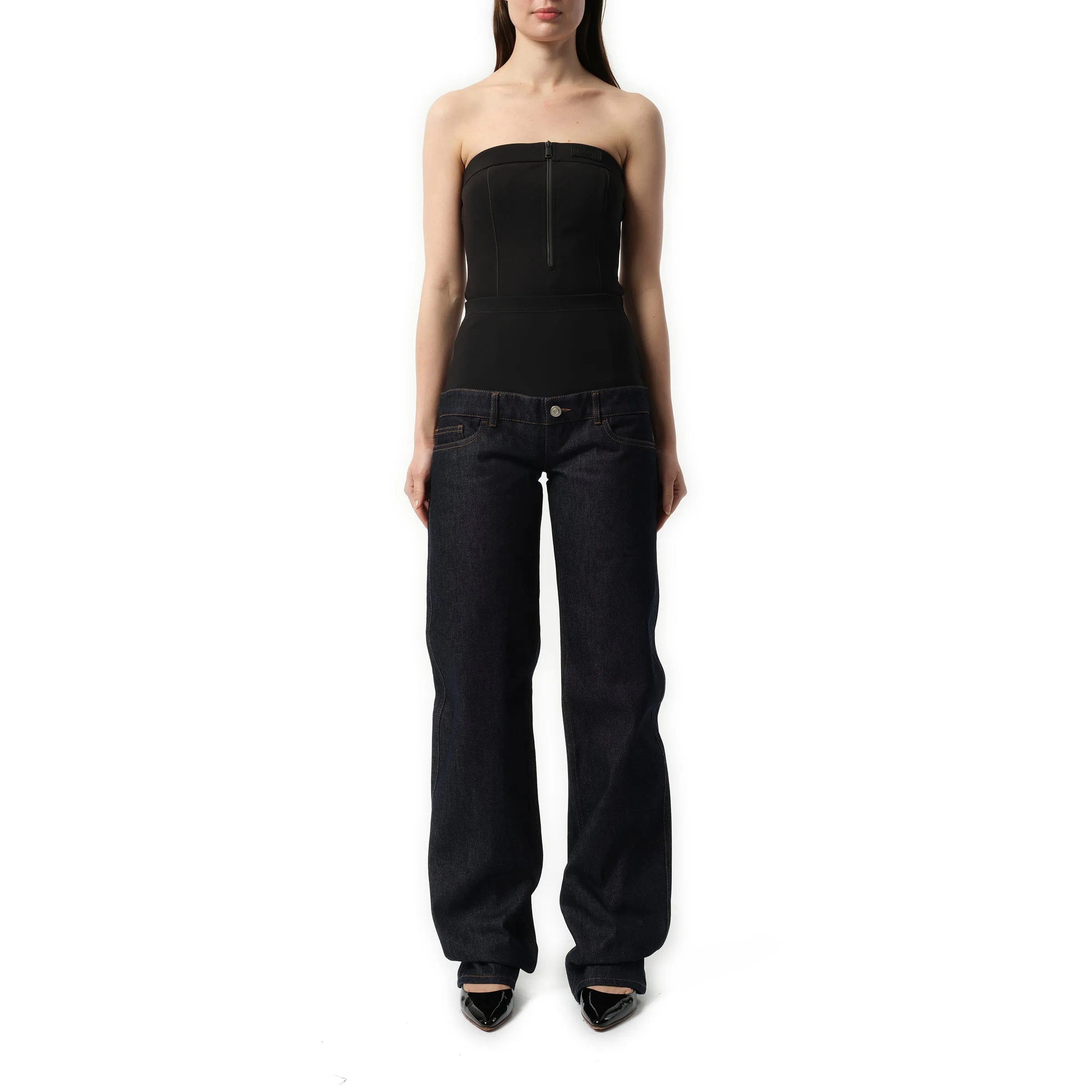 Jersey Hybrid Denim Trouser in Blue Raw sold by MARAIS product image thumbnail 4