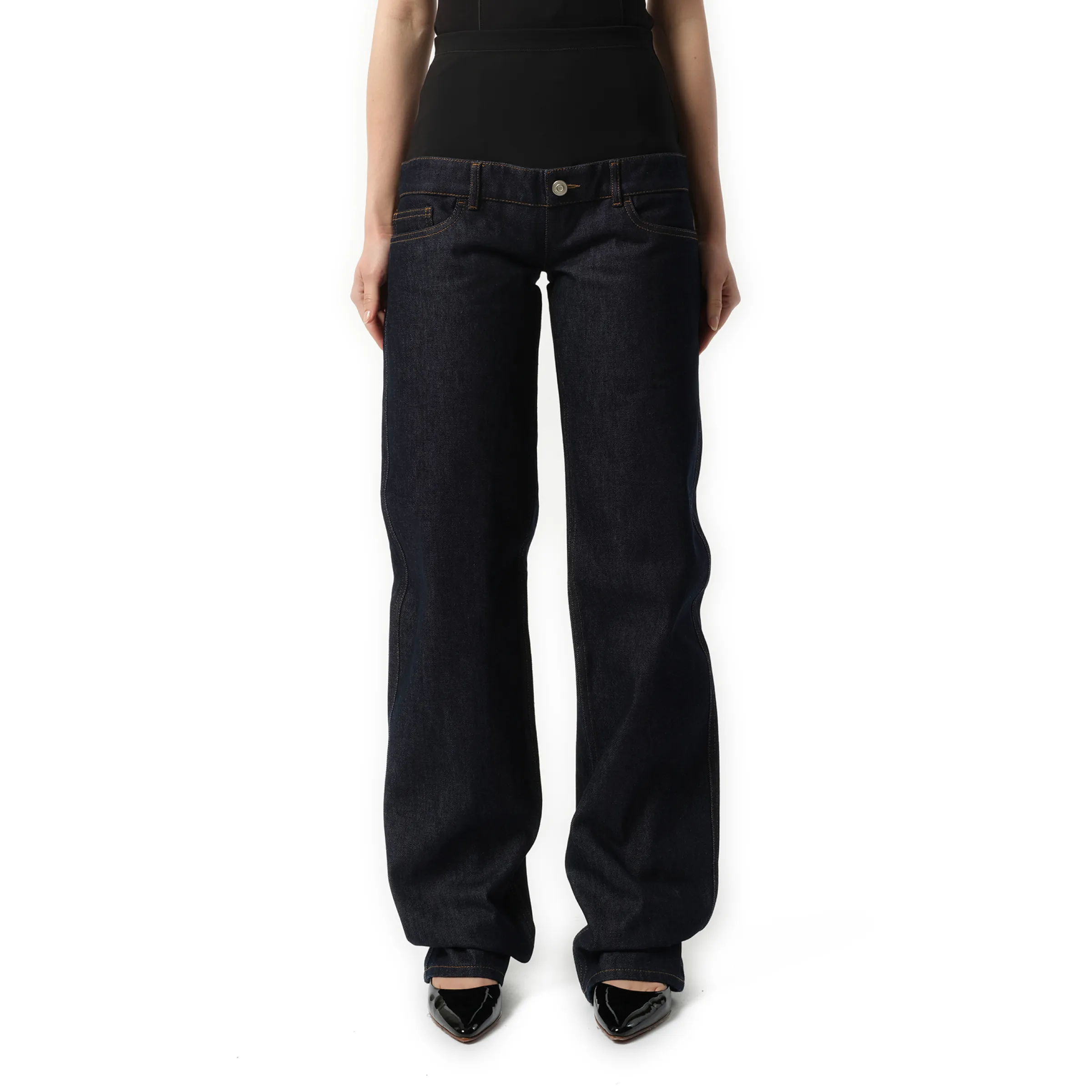 Jersey Hybrid Denim Trouser in Blue Raw sold by MARAIS