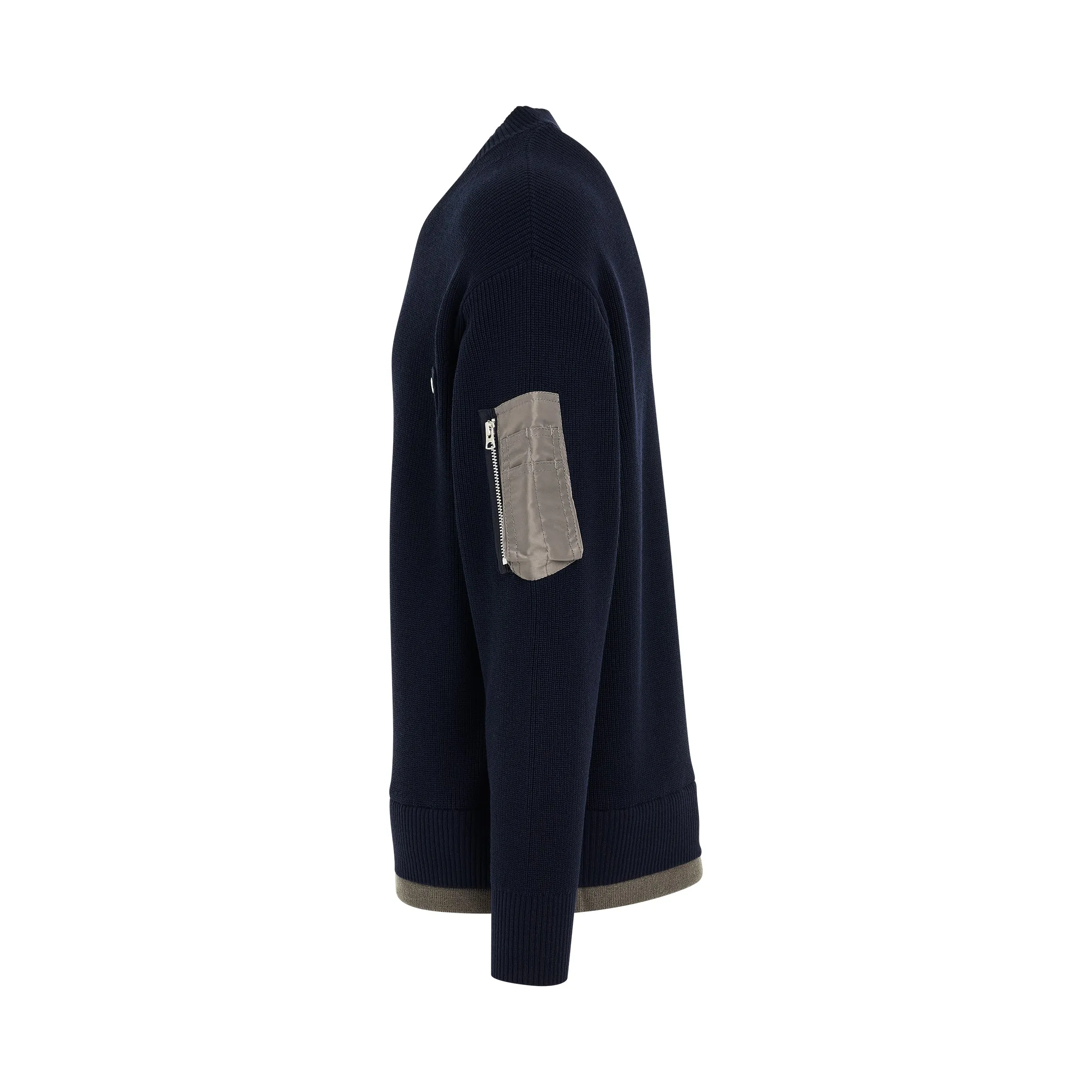 Nylon Twill x Knit Pullover in Navy sold by MARAIS product image thumbnail 3