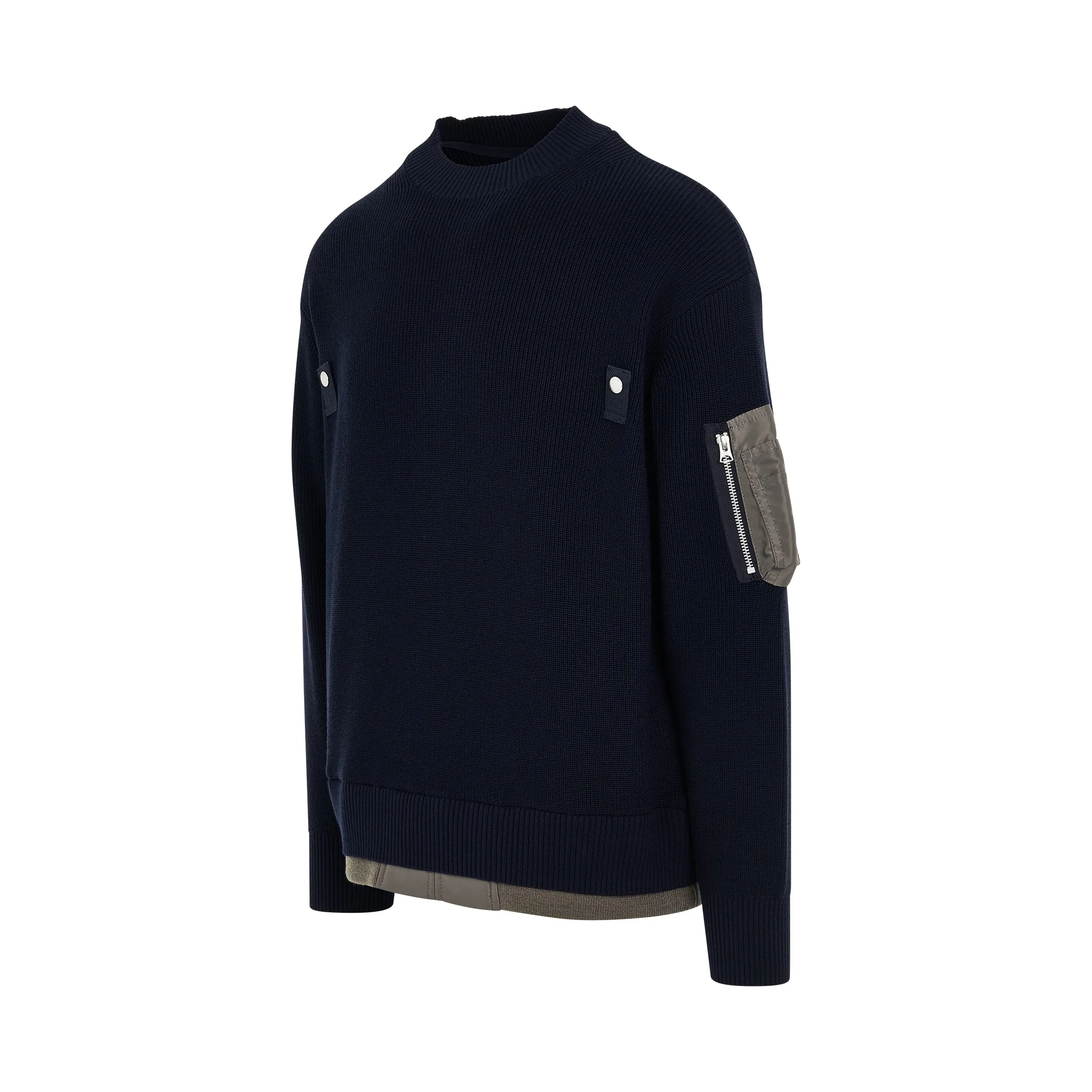 Nylon Twill x Knit Pullover in Navy sold by MARAIS product image thumbnail 2
