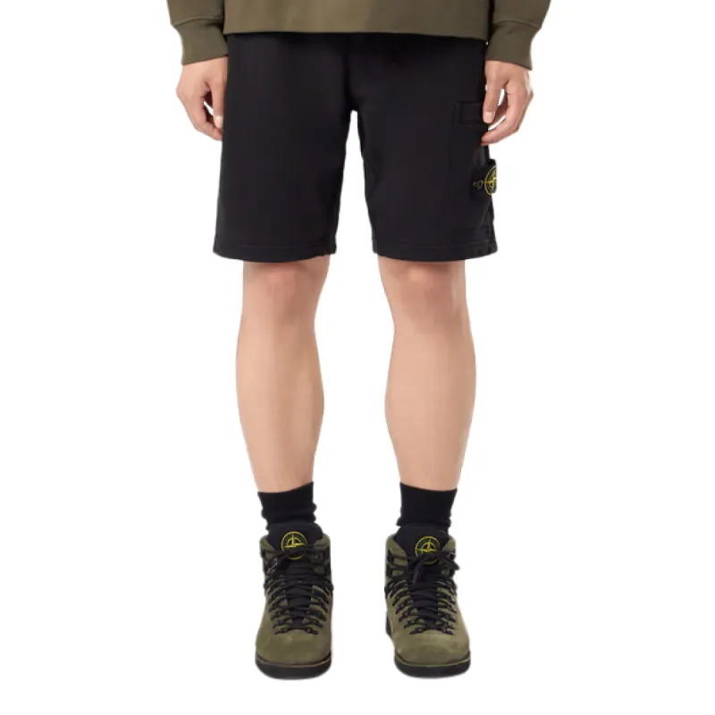 Stone Island Logo Patch Shorts in Black sold by MARAIS