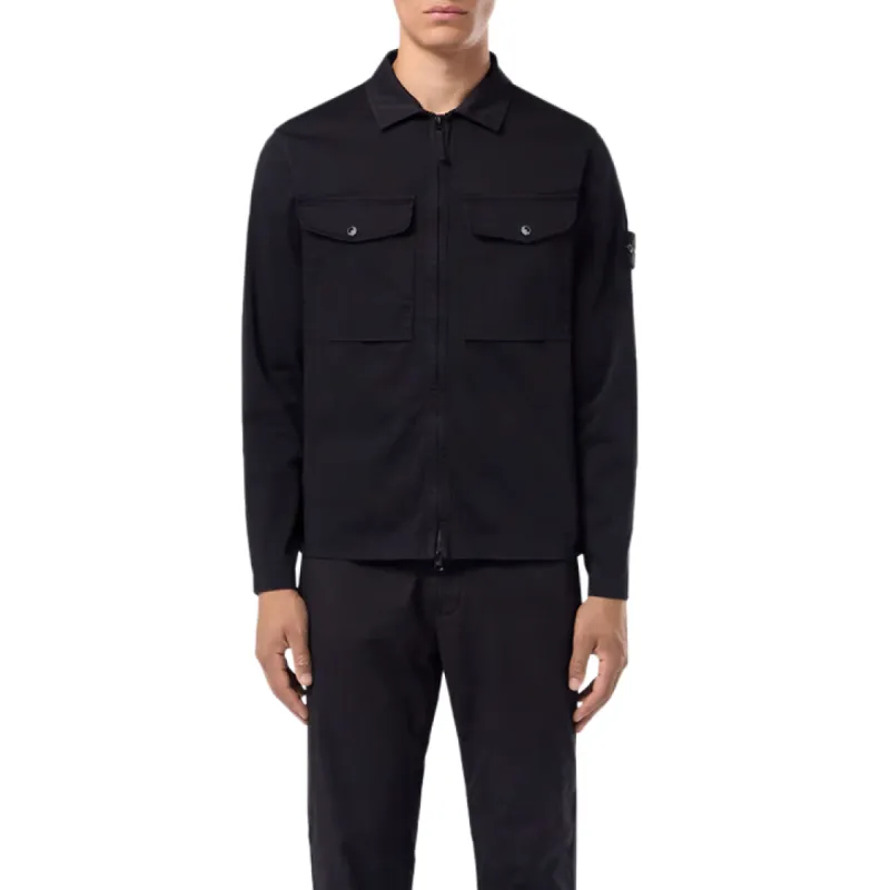 Organic Stretch Cotton Shirt in Black sold by MARAIS