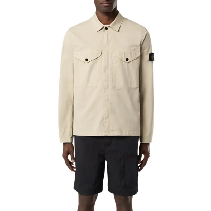 Supima Cotton Overshirt in Plaster made by Stone Island