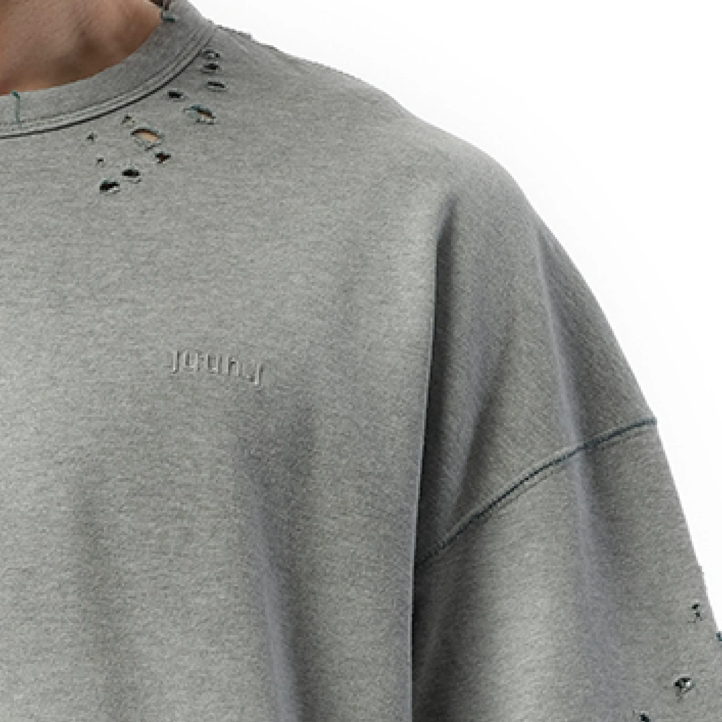 Single Stitch Vintage Distressed T-Shirt in Grey sold by MARAIS product image thumbnail 3