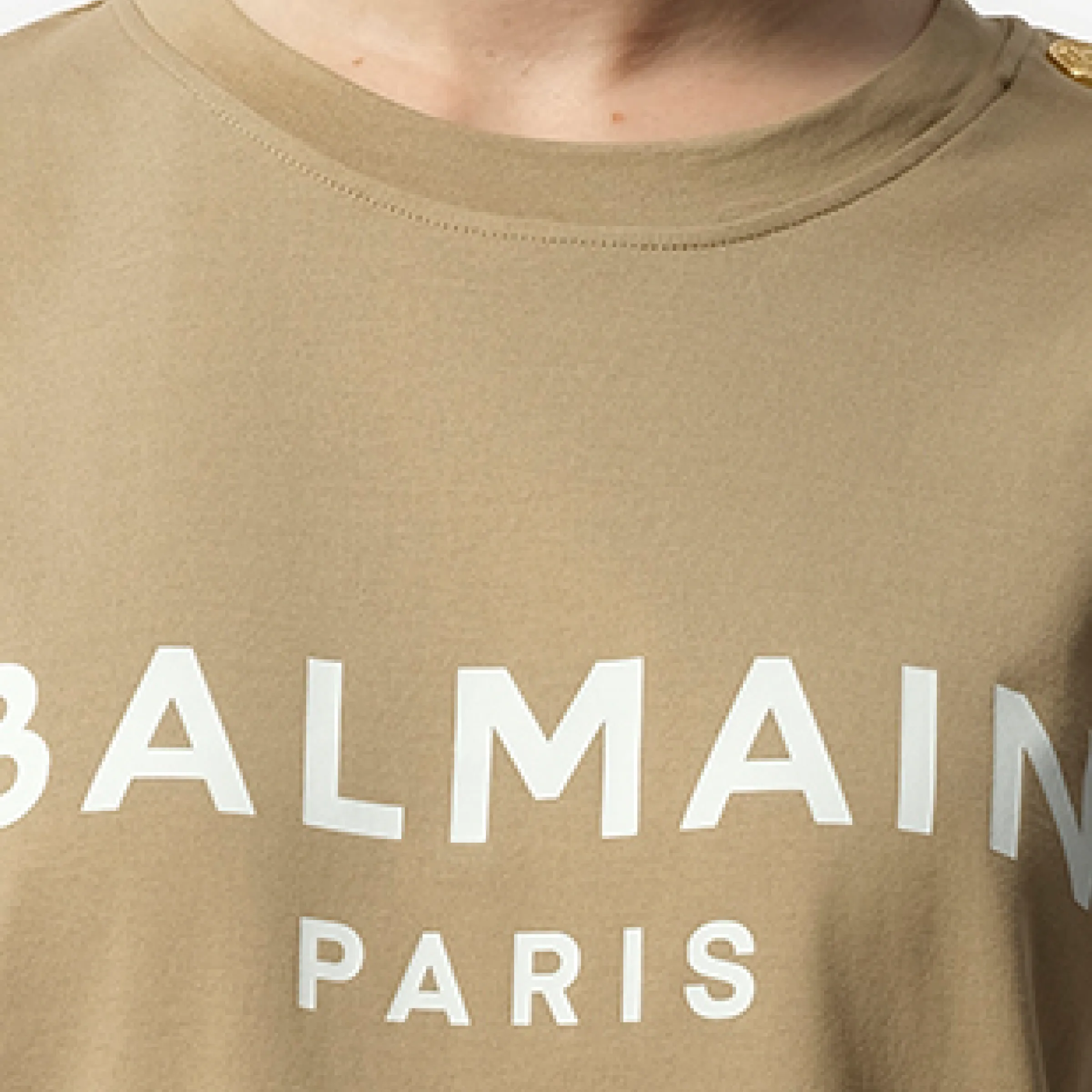 3 Button Printed Balmain T-Shirt in Beige/White sold by MARAIS product image thumbnail 3