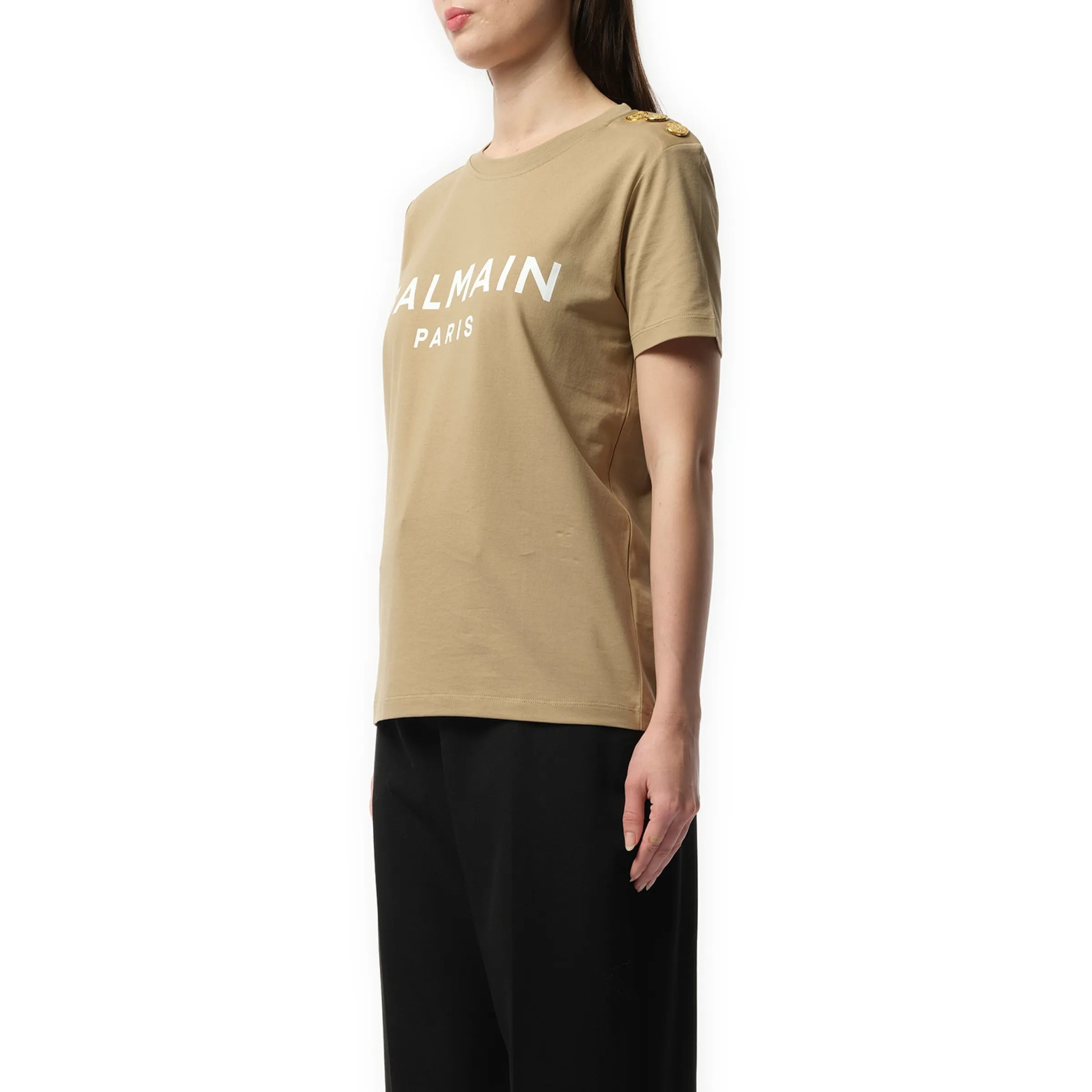 3 Button Printed Balmain T-Shirt in Beige/White sold by MARAIS product image thumbnail 5