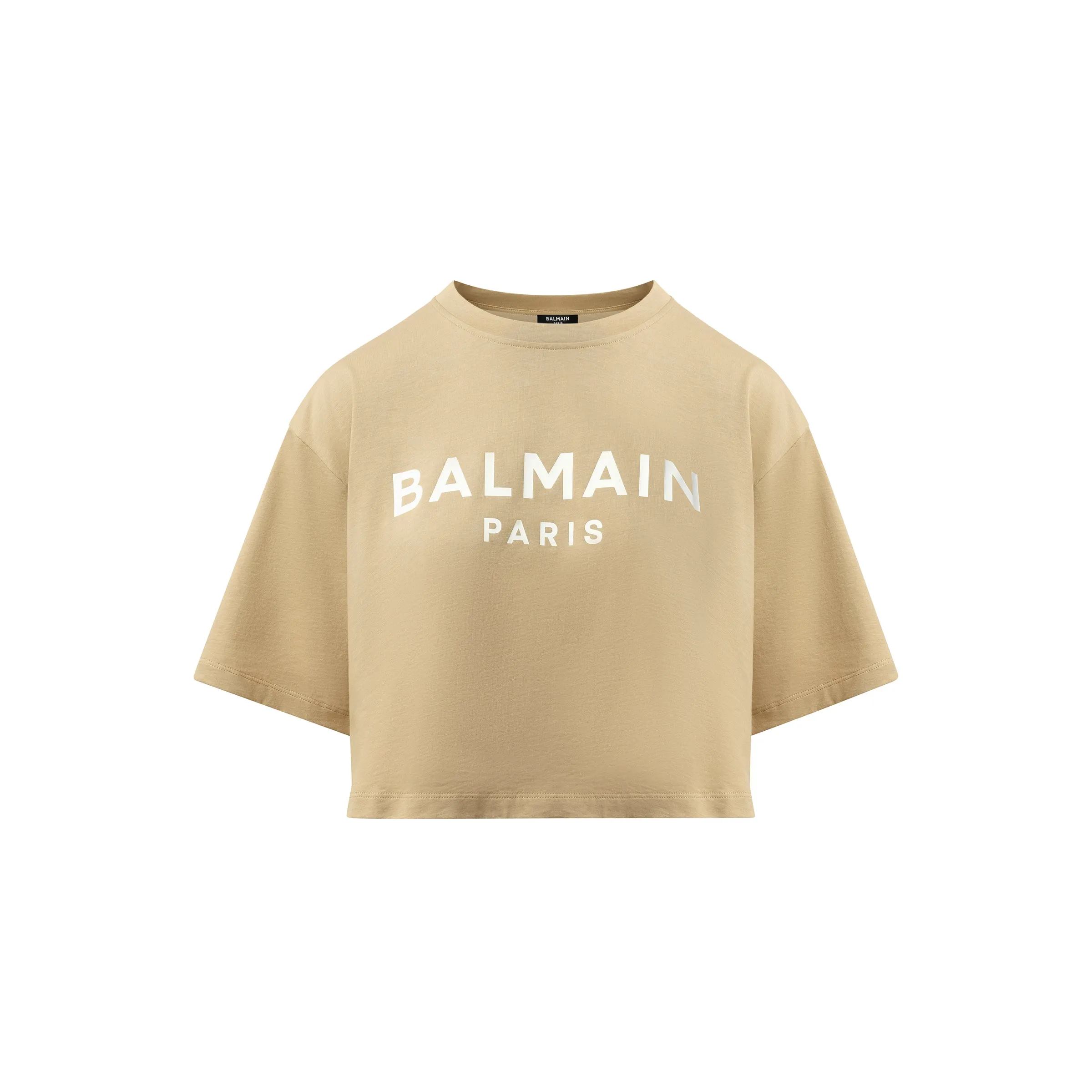 Balmain Printed Cropped T-Shirt in Beige/White sold by MARAIS product image thumbnail 2
