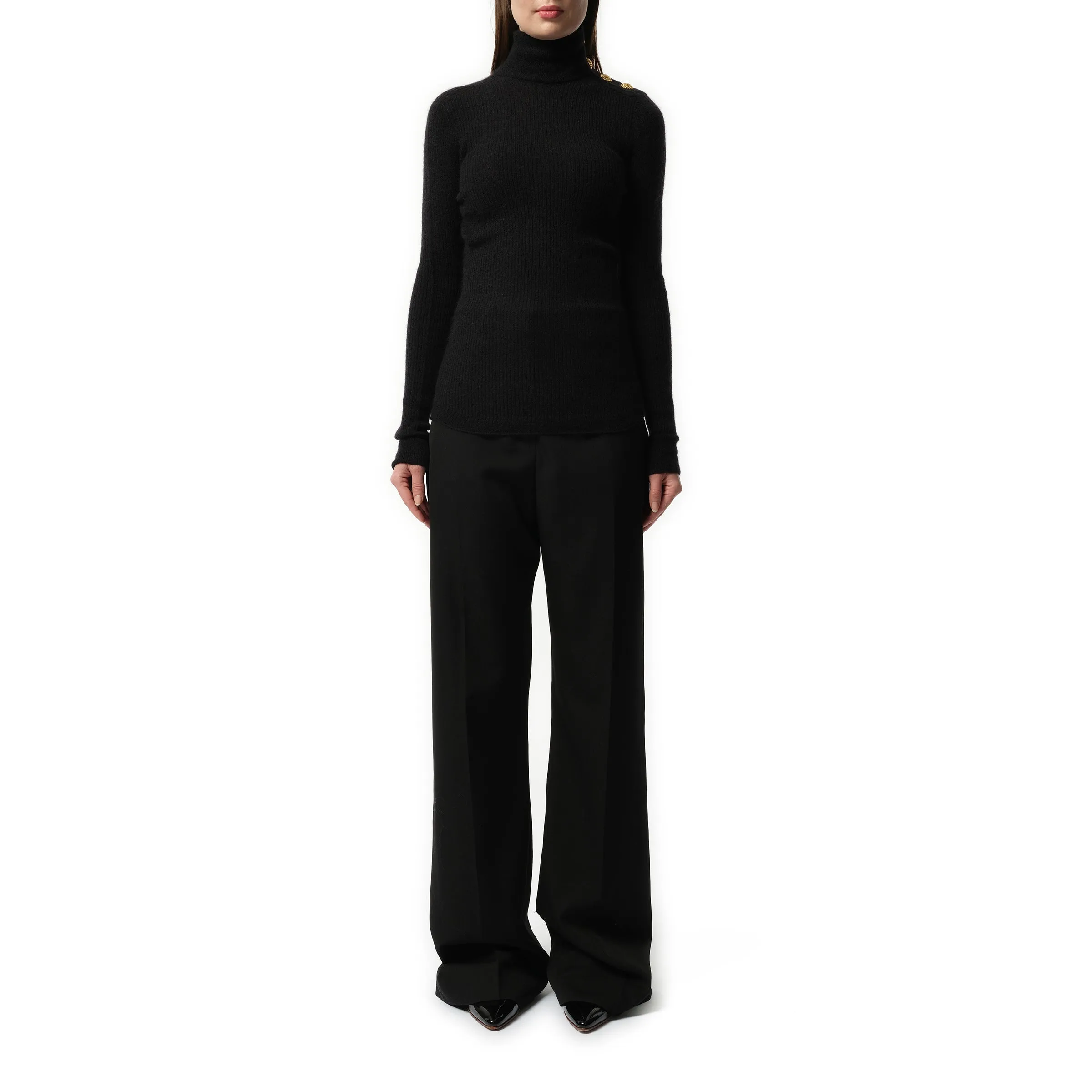 Buttoned High Neck Mohair Top in Black sold by MARAIS product image thumbnail 4