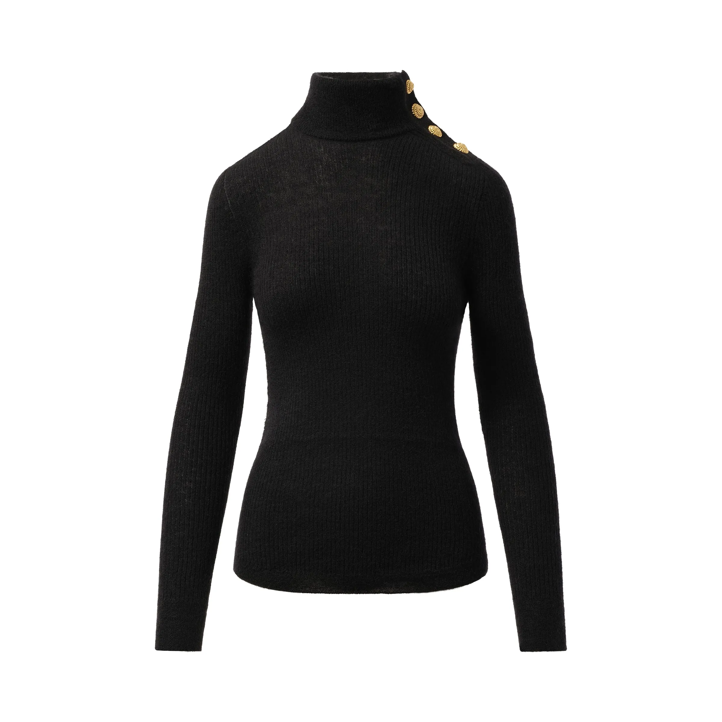 Buttoned High Neck Mohair Top in Black sold by MARAIS product image thumbnail 2