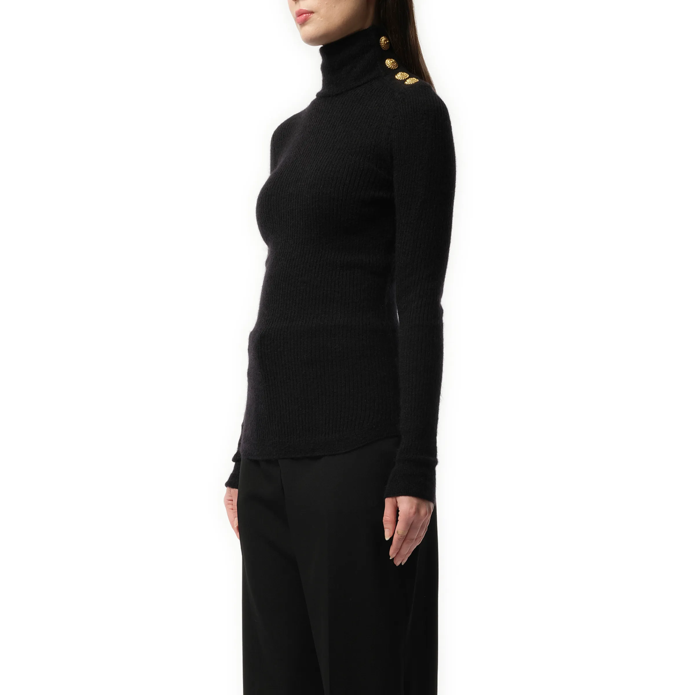 Buttoned High Neck Mohair Top in Black sold by MARAIS product image thumbnail 5