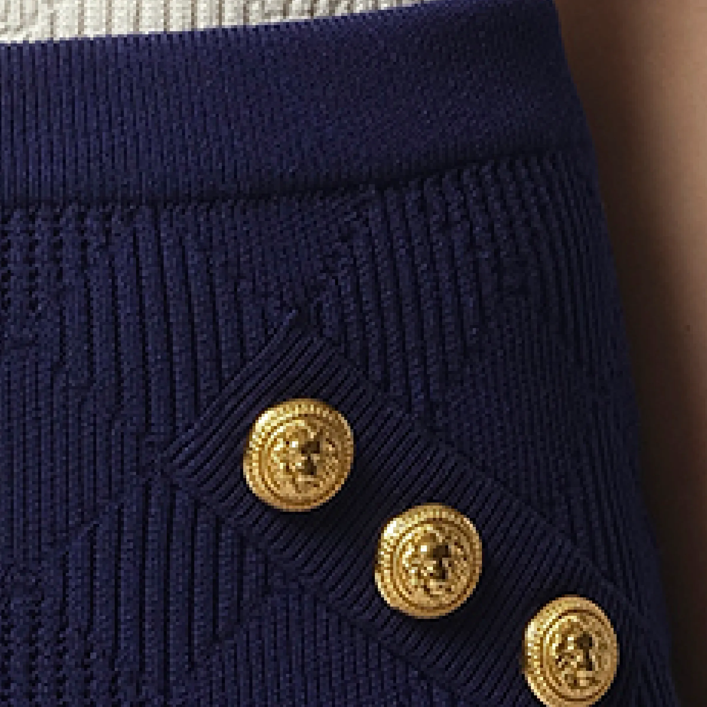 6 Button Vichy Knit Short Skirt in Midnight Blue sold by MARAIS product image thumbnail 3