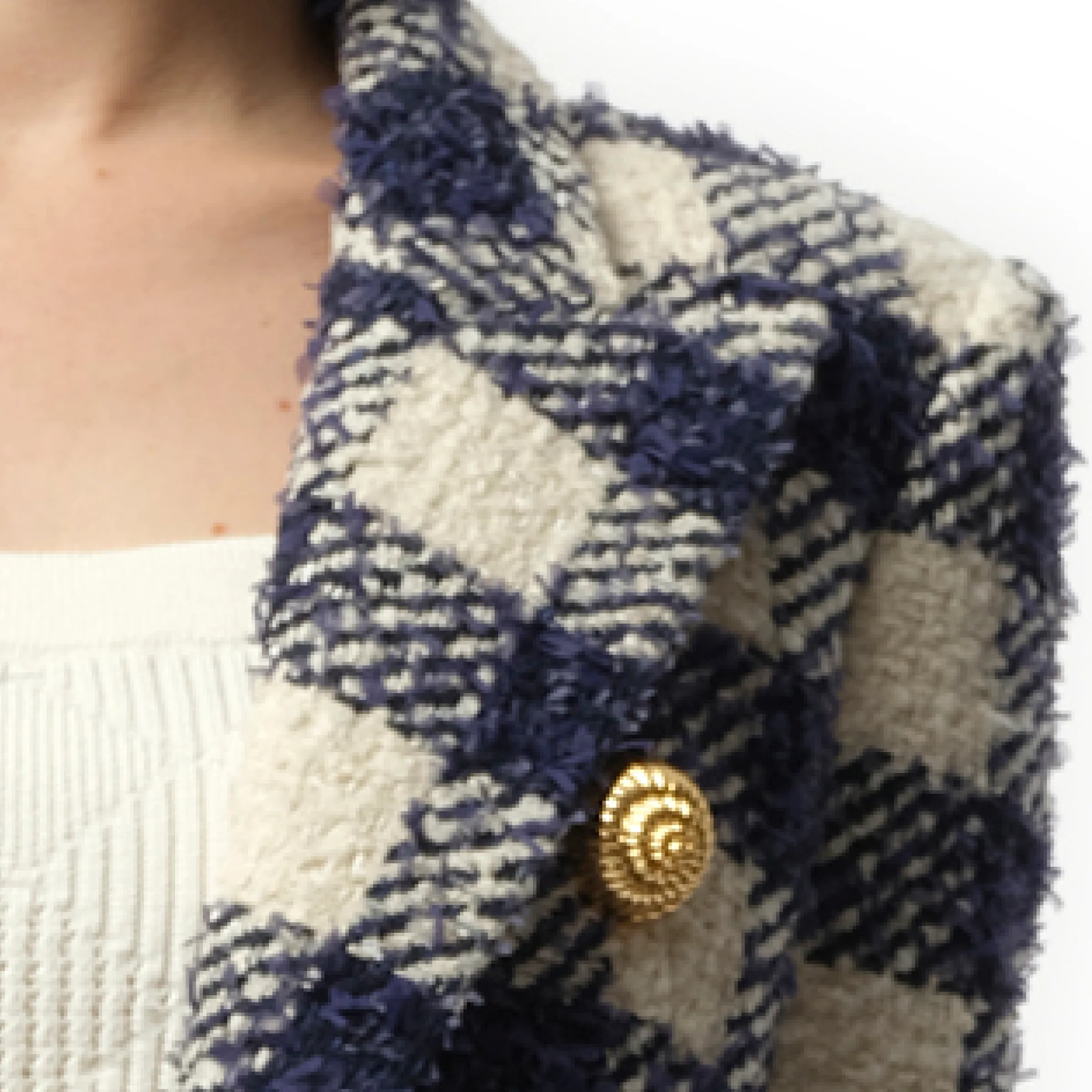 6 Button Tweed Jacket in Marine/White sold by MARAIS product image thumbnail 3