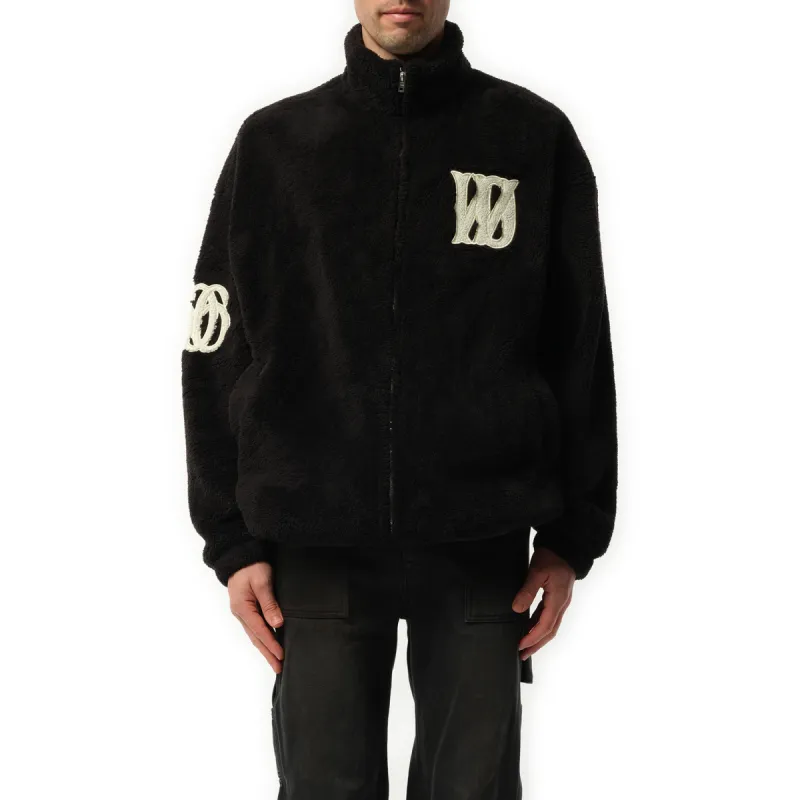 Boucle Letter Logo Fleece Zip-Up in Black sold by MARAIS