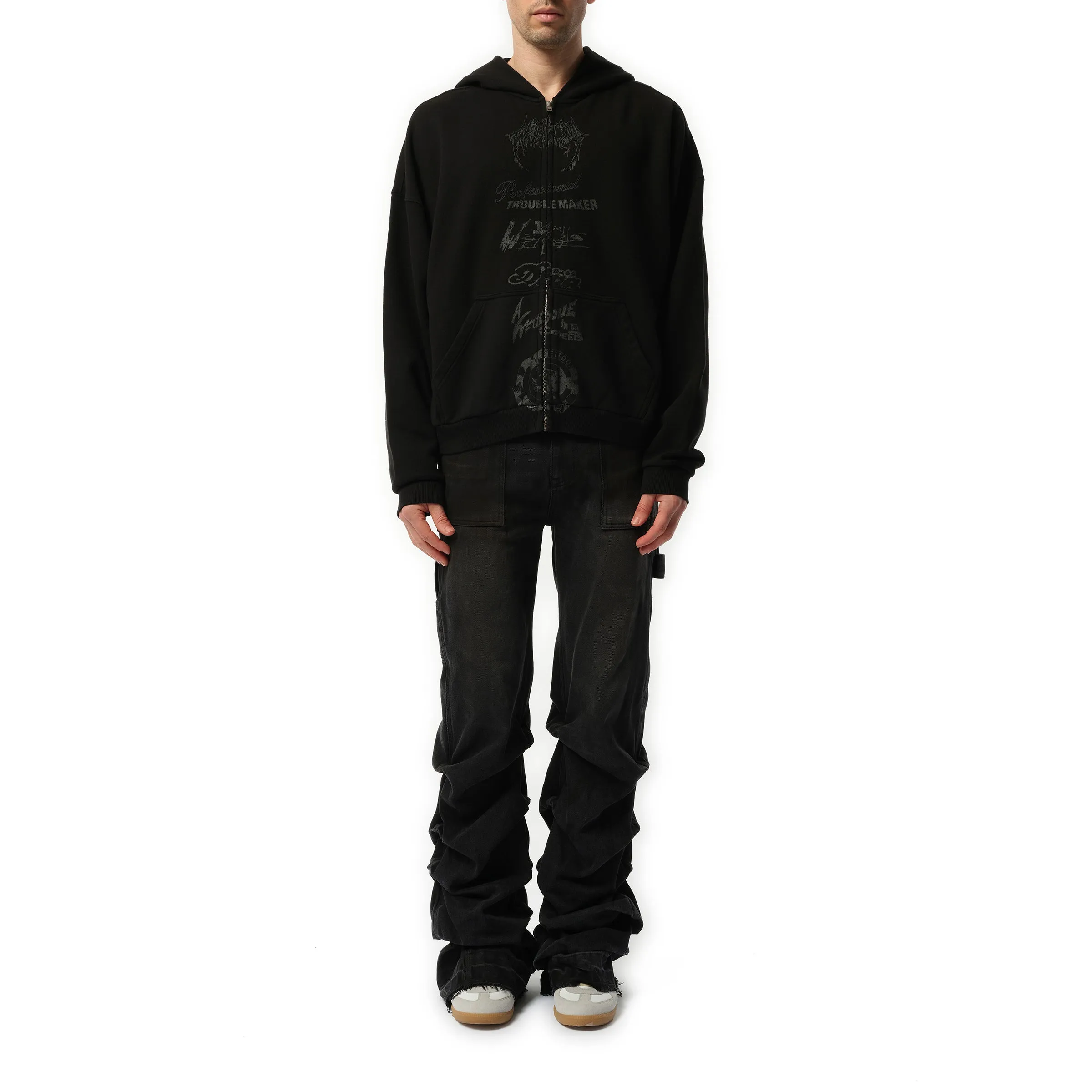 Multi Logo Zip-Up Hoodie in Black sold by MARAIS product image thumbnail 4