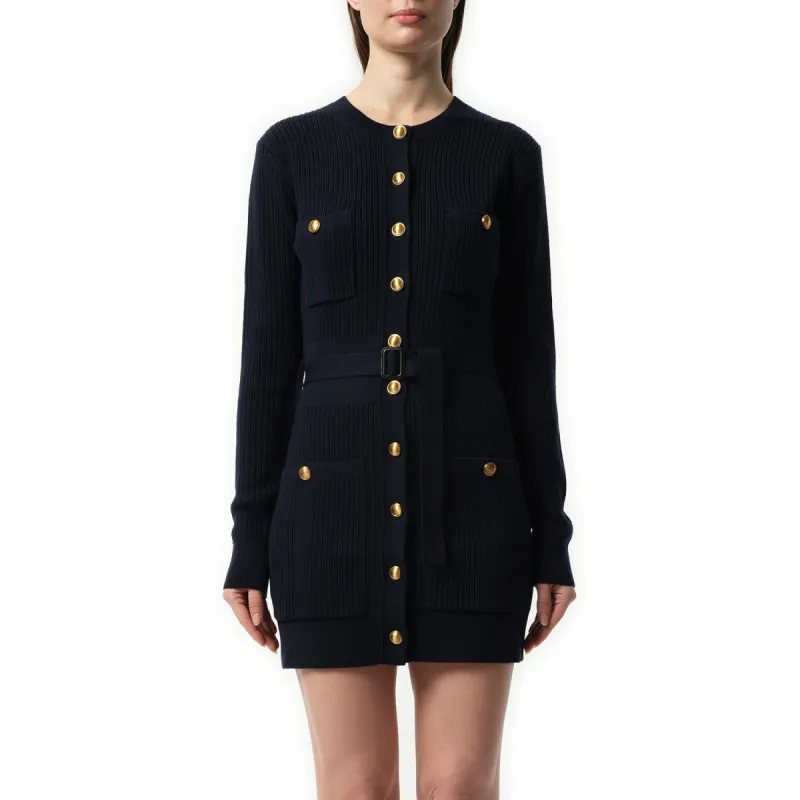 Long Fitted Cardigan in Navy sold by MARAIS