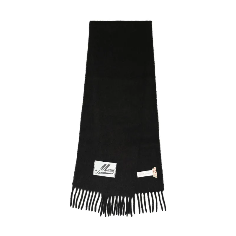 Brushed Alpaca Logo Scarf in Black sold by MARAIS