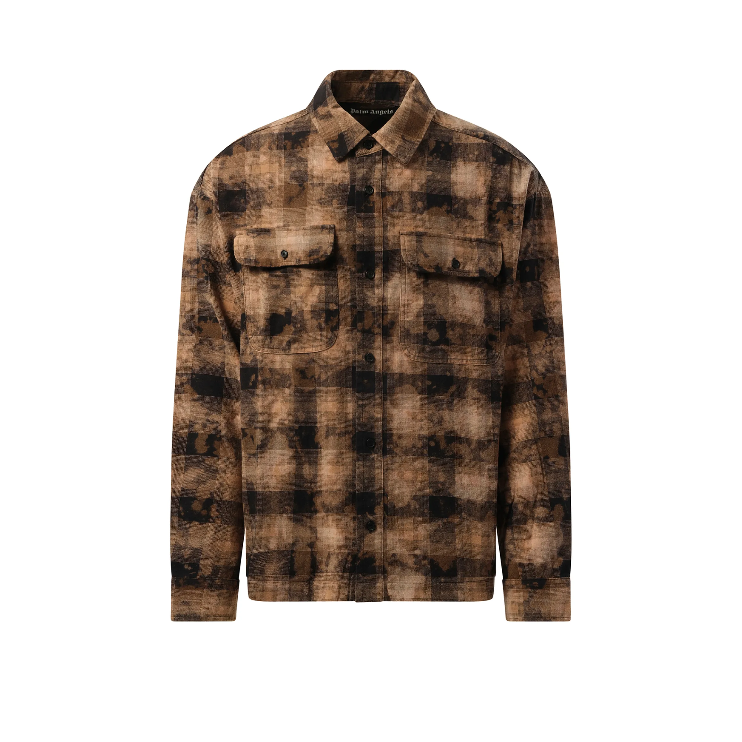 Long Sleeve Curved Logo Check Shirt in Brown/Off White sold by MARAIS product image thumbnail 2