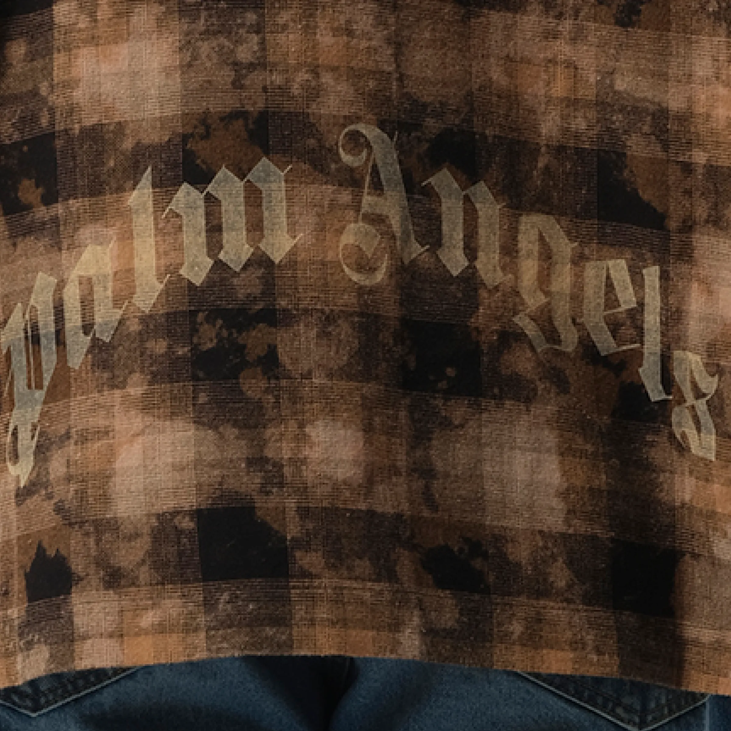 Long Sleeve Curved Logo Check Shirt in Brown/Off White sold by MARAIS product image thumbnail 3