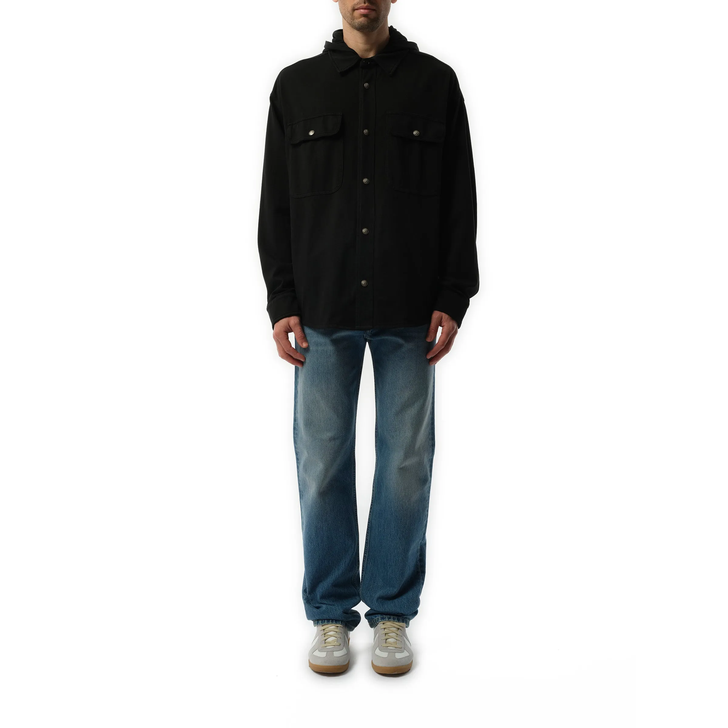 GD Classic Logo Hooded Overshirt in Black/Black sold by MARAIS product image thumbnail 4