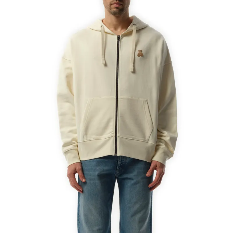 Bear in Mind Zip Hoodie in Off White/Brown sold by MARAIS