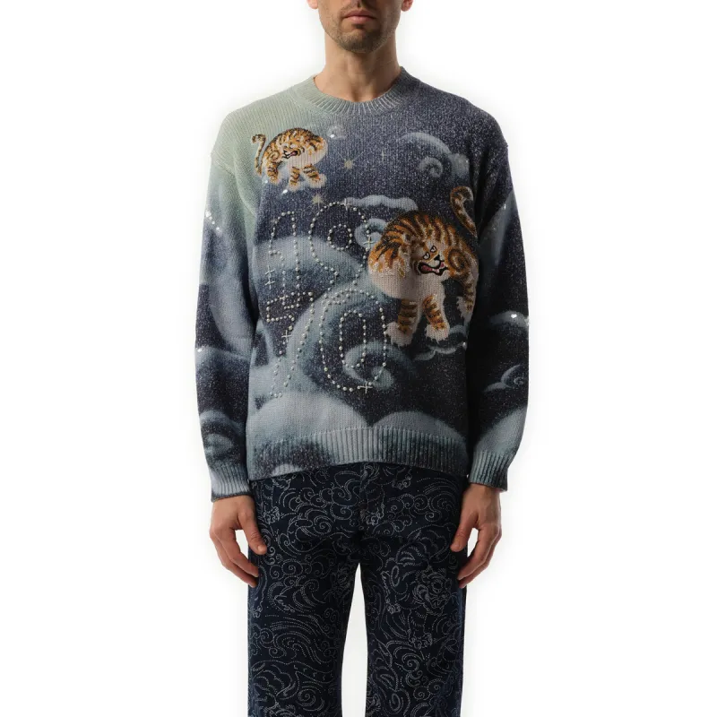 Kenzo Cloud Tiger Sweater in Midnight Blue sold by MARAIS