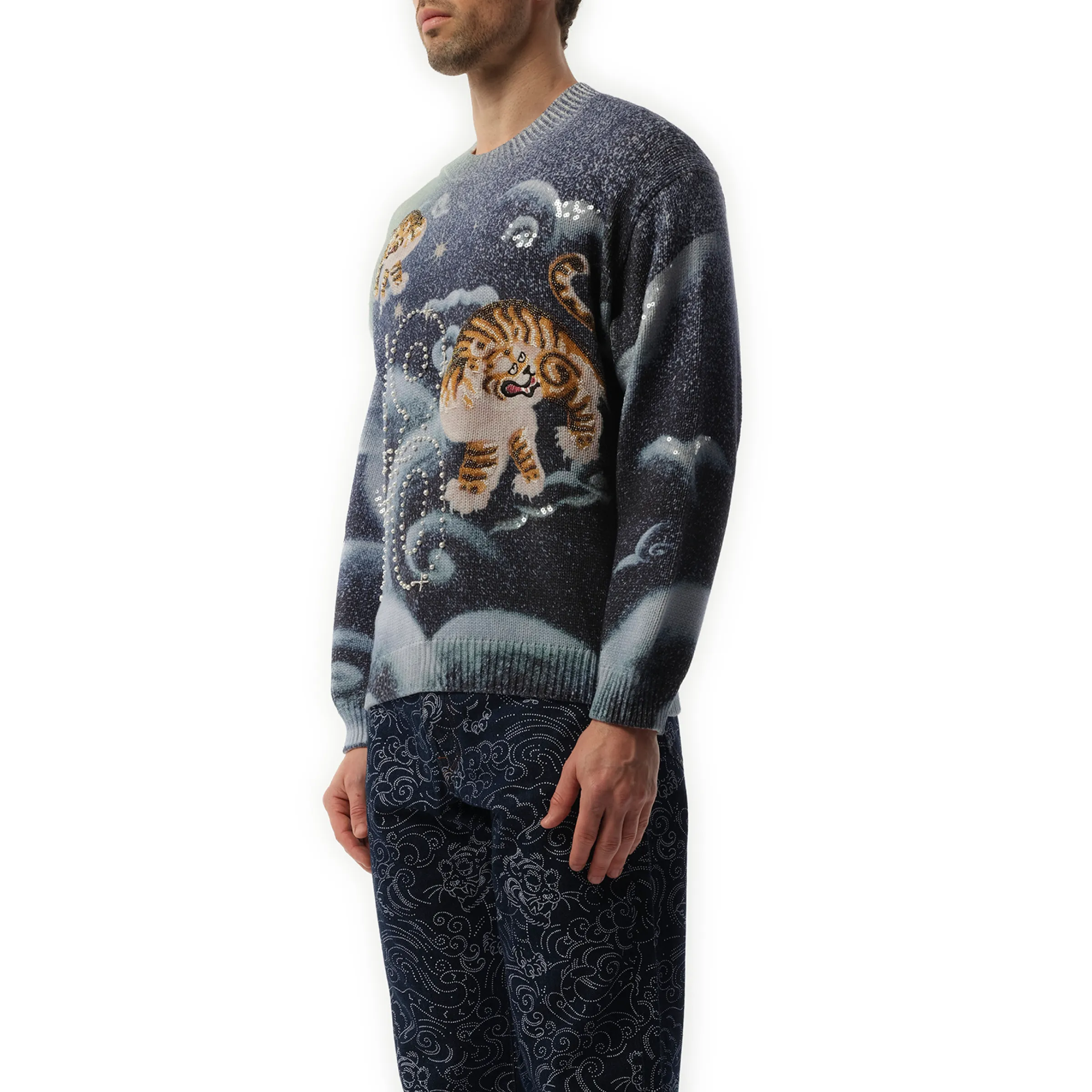 Kenzo Cloud Tiger Sweater in Midnight Blue sold by MARAIS product image thumbnail 5