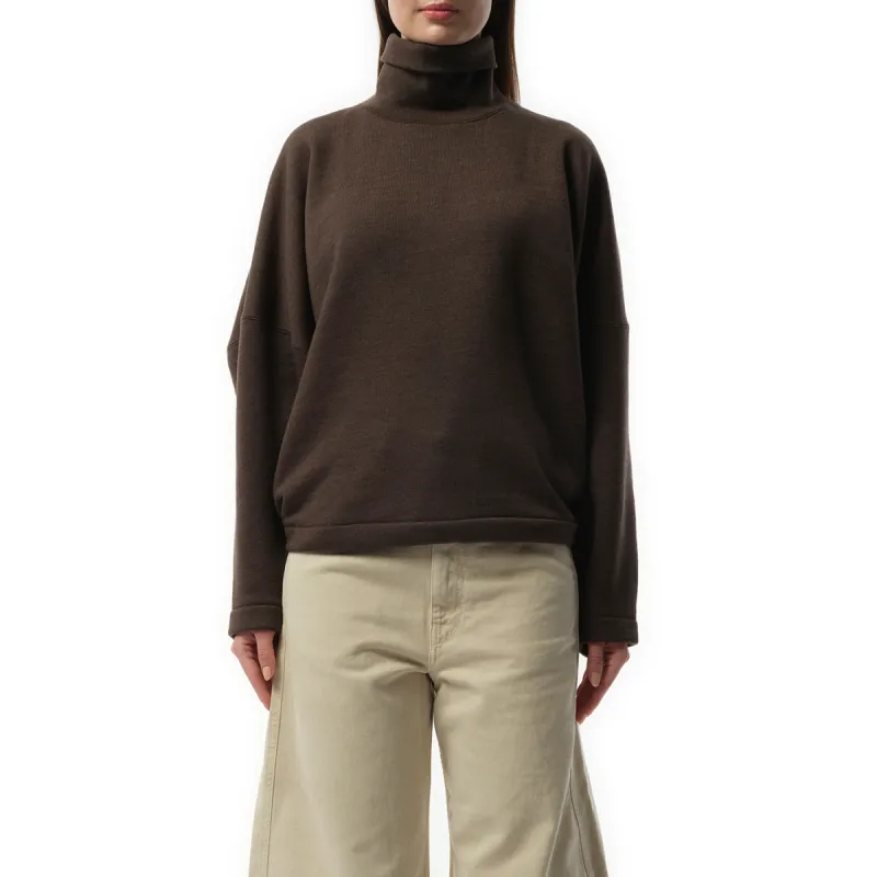High Neck Sweatshirt in Dark Brown Melange sold by MARAIS