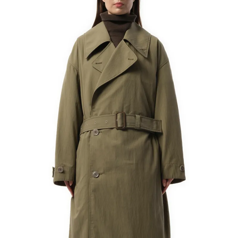 Tibetan Trench Coat in Light Olive sold by MARAIS
