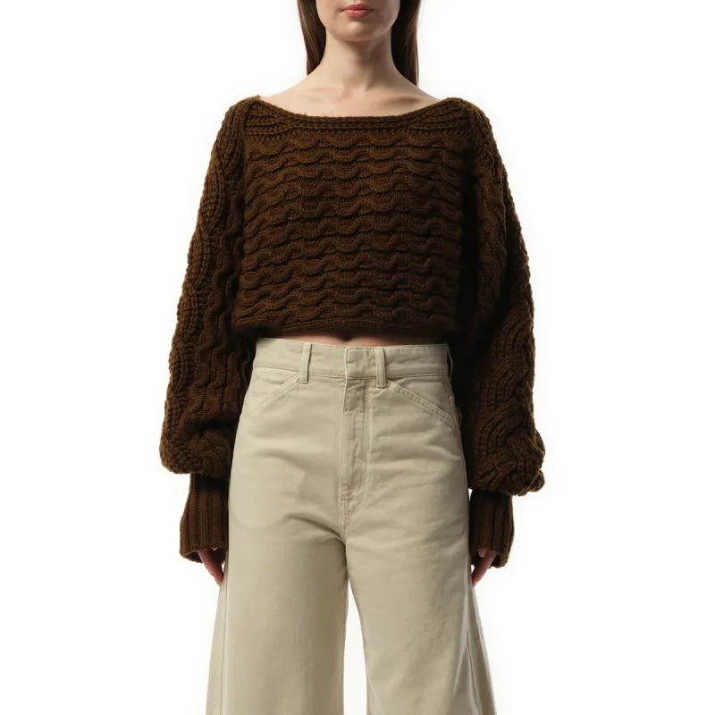 Cable Scarf in Hazlenut Brown sold by MARAIS