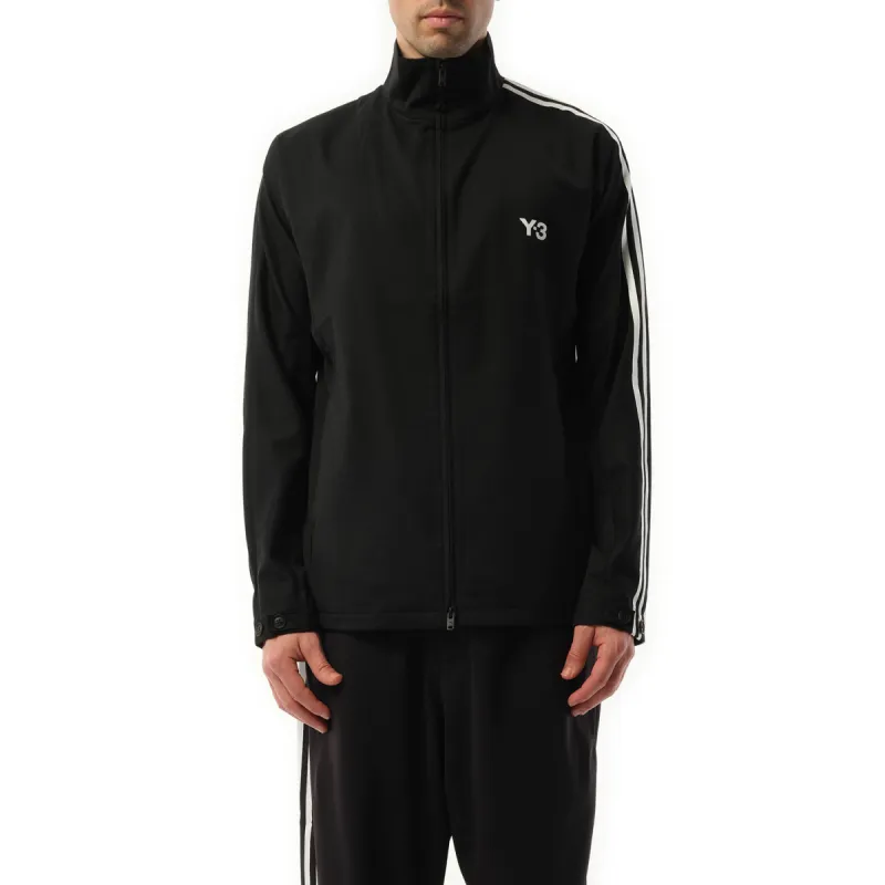 3 Stripe Refined Wool Track Top in Black sold by MARAIS