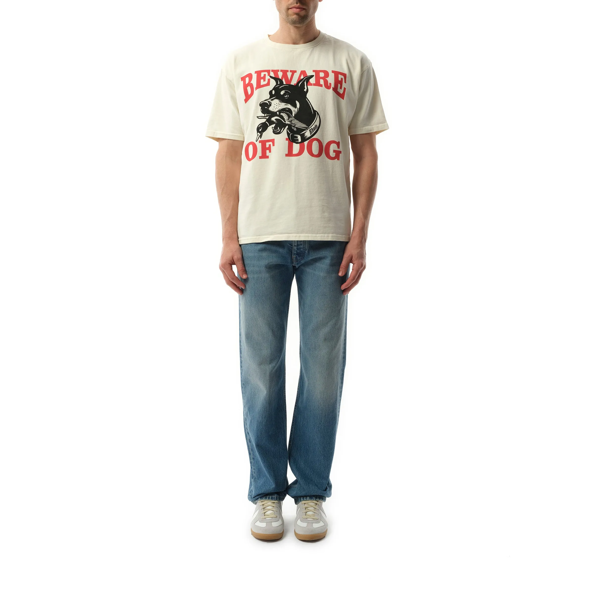 Warning Logo T-Shirt in Vintage White sold by MARAIS product image thumbnail 4