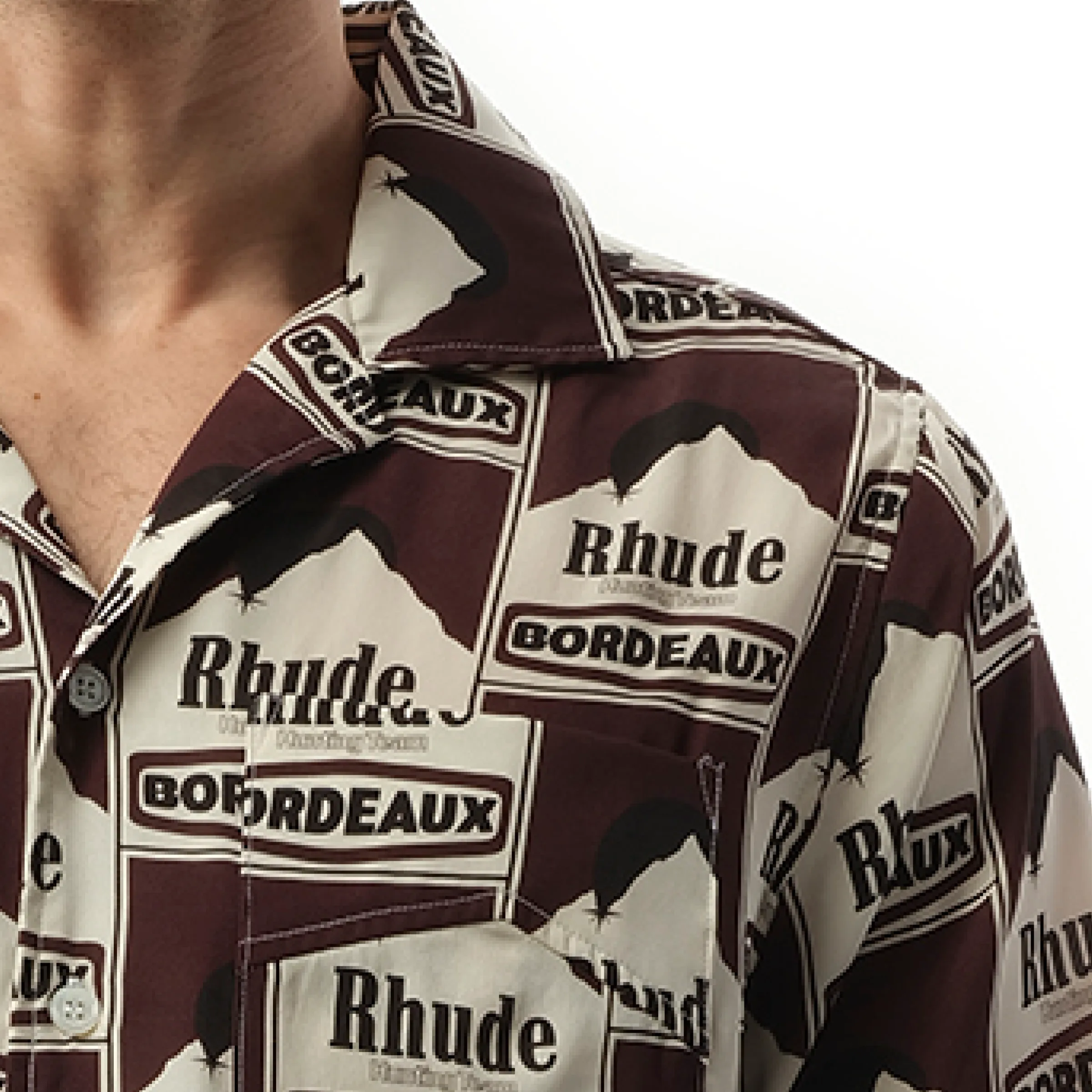 Moonlight Bordeaux Silk Shirt in Maroon/Off White sold by MARAIS product image thumbnail 3