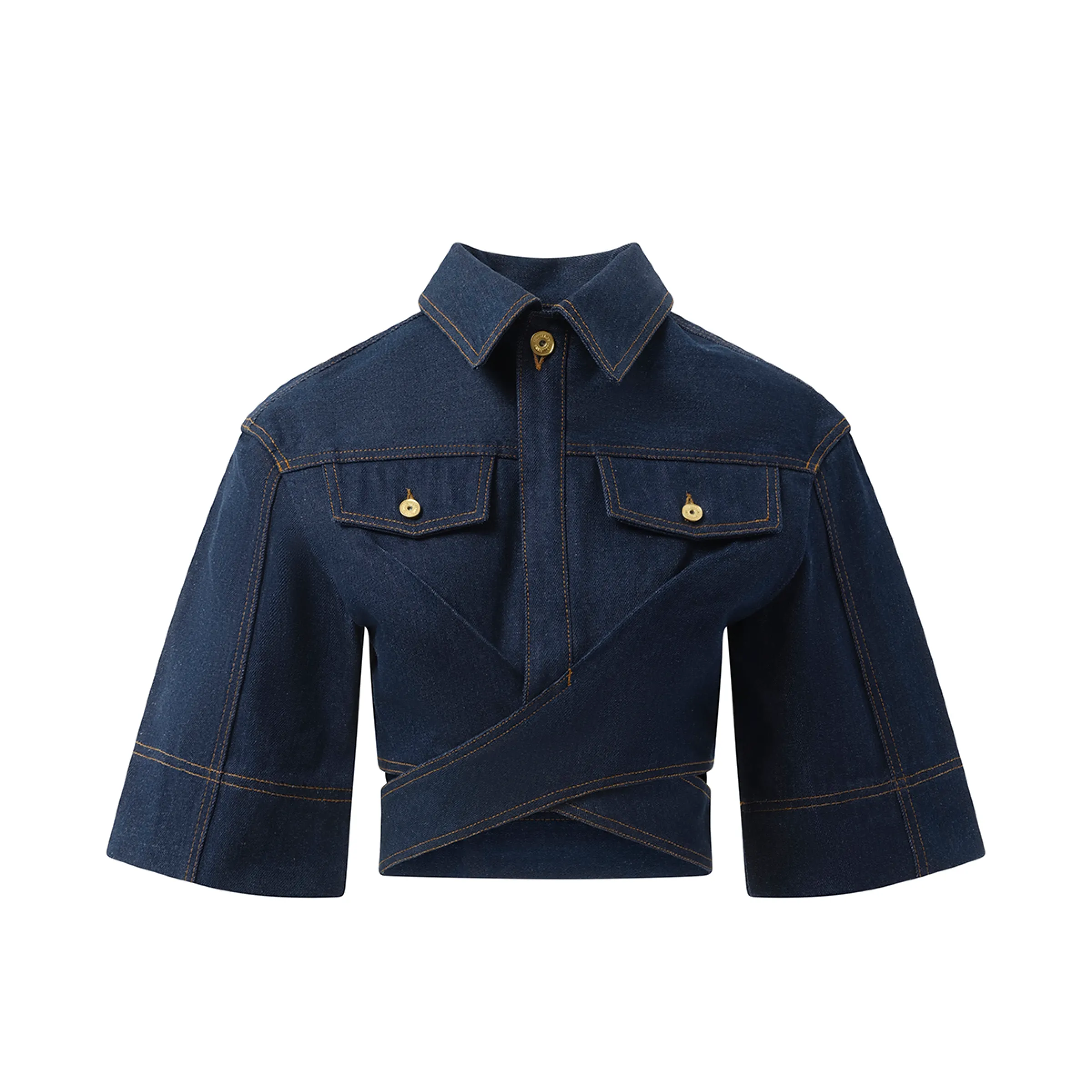 Le Haut De-Nimes Shirt in Navy/Tabac sold by MARAIS product image thumbnail 2