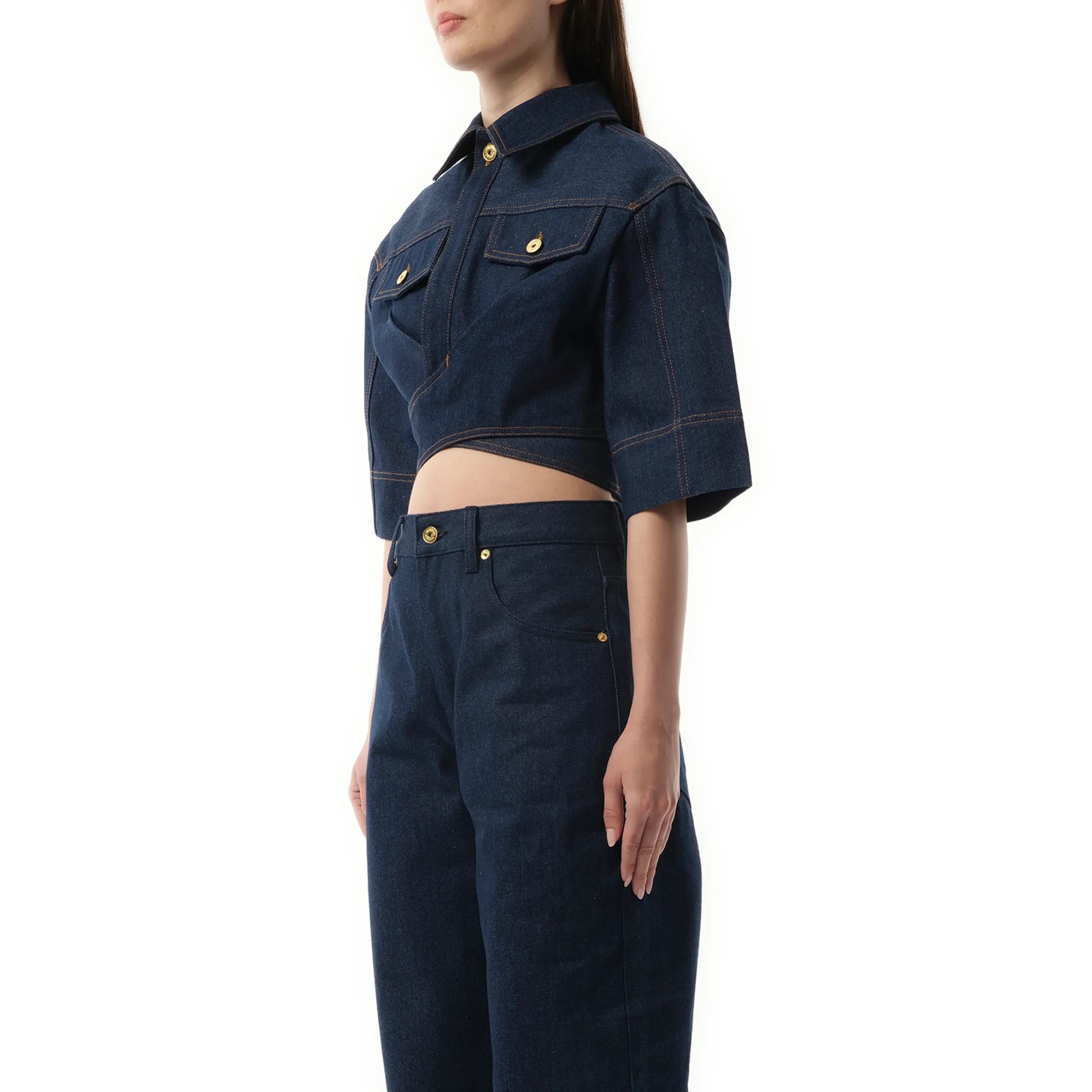 Le Haut De-Nimes Shirt in Navy/Tabac sold by MARAIS product image thumbnail 5