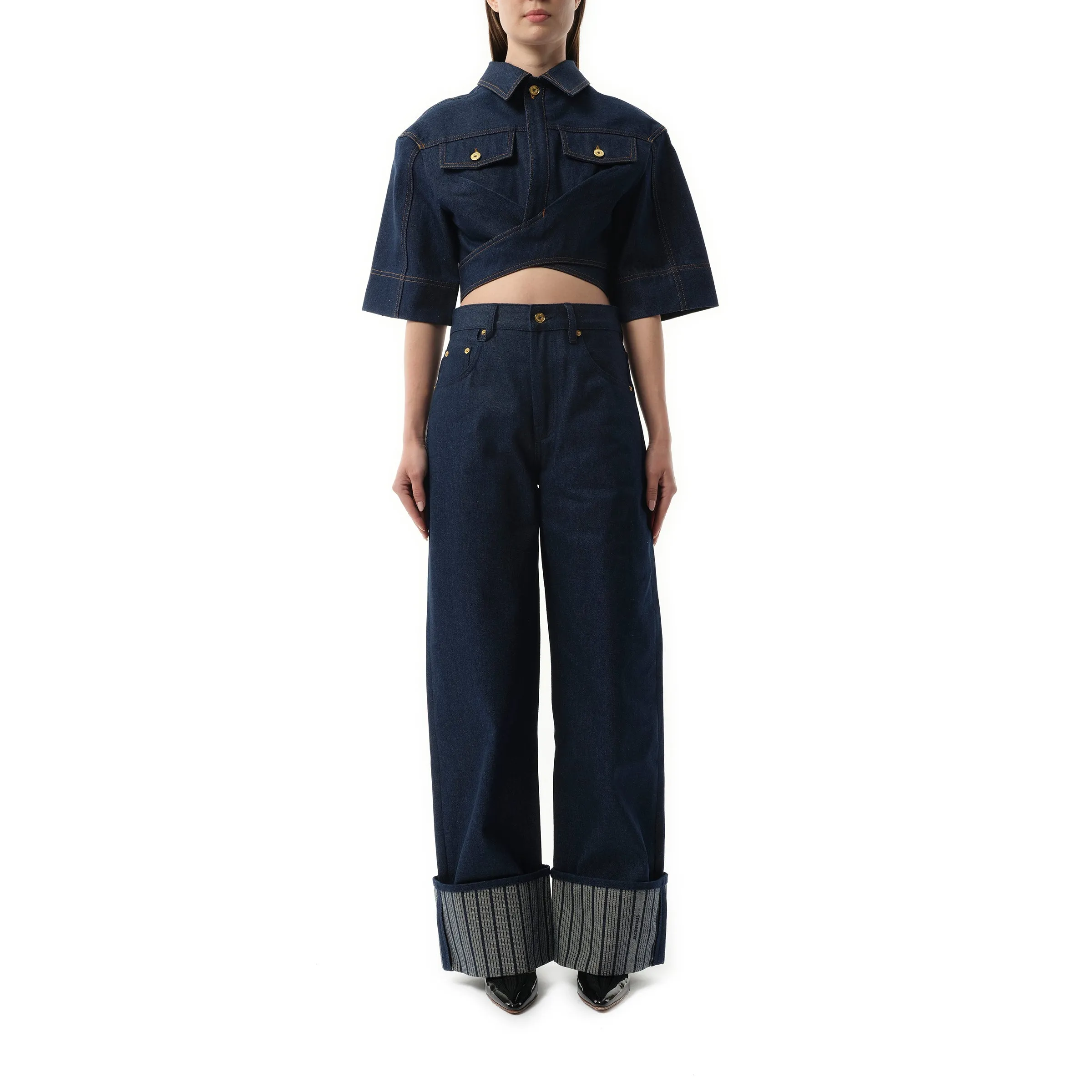 Le Haut De-Nimes Shirt in Navy/Tabac sold by MARAIS product image thumbnail 4